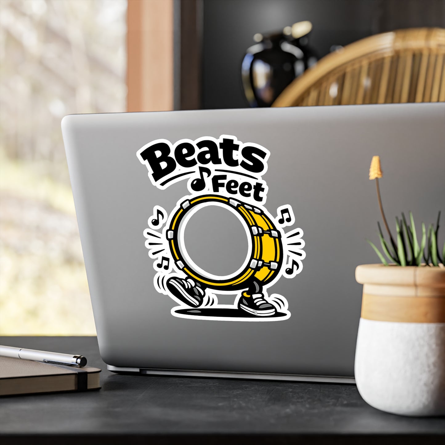 Marching Band Sticker "Beats & Feet" Waterproof Vinyl Sticker Decals for Laptop Water Bottle, Drummer Band Director Mellophone Gift
