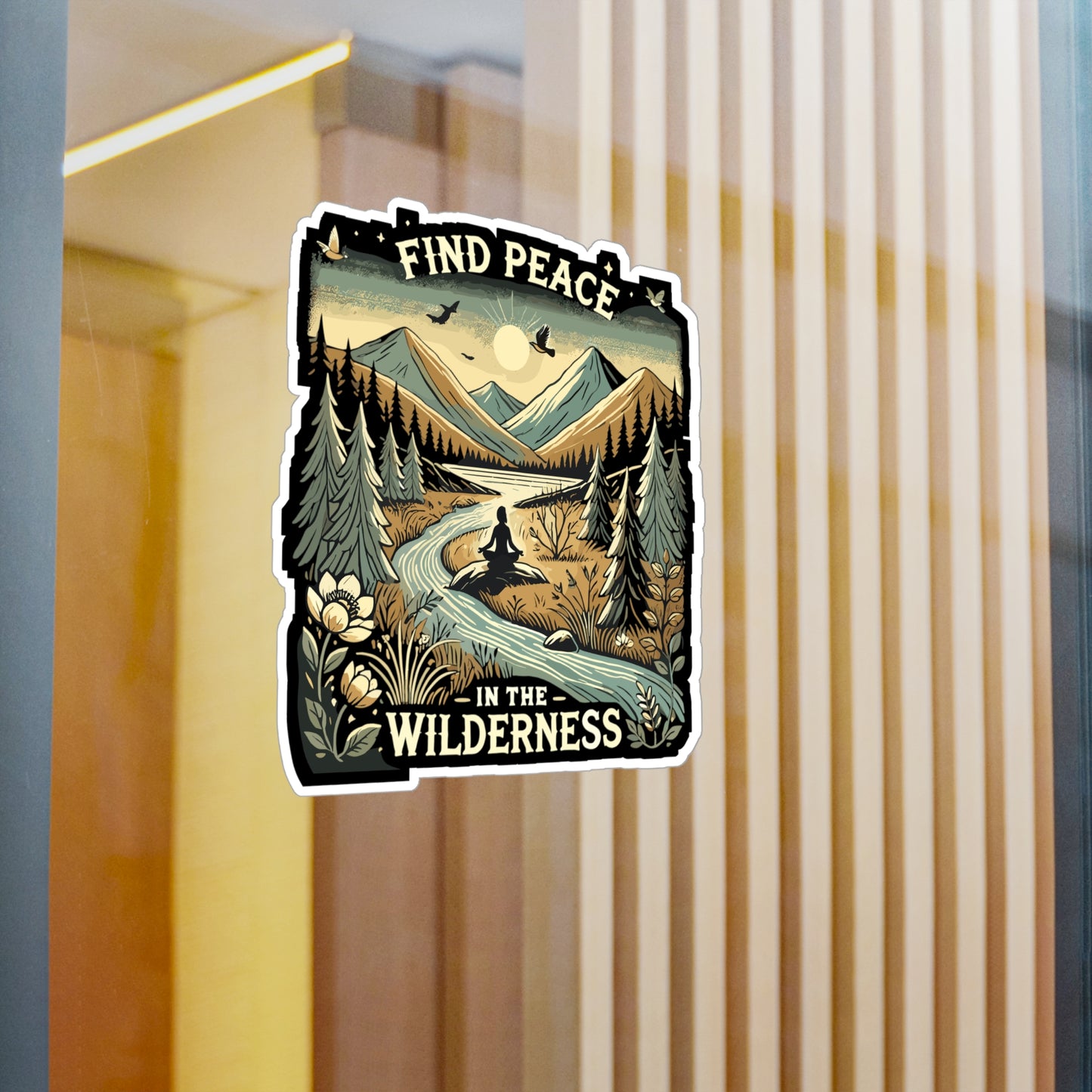 Find Peace in the Wilderness - Peace Sticker for Laptop Sticker. Water Bottle Sticker, Vinyl Wilderness Decal - Peace Gift