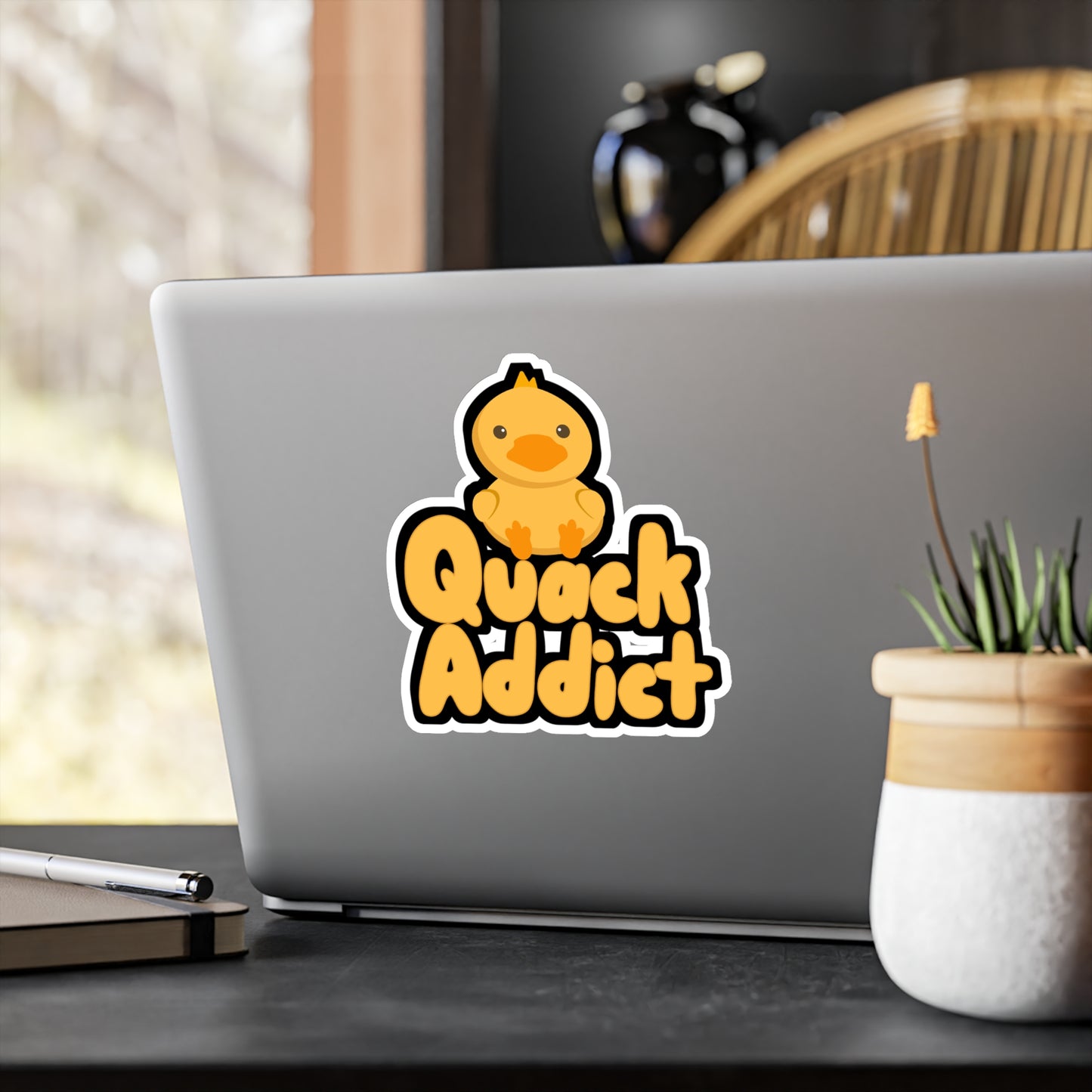 Quack Addict - Quack Sticker for Wall, Laptop, Window, Truck, Car Quack Gift Vinyl Rubber duck Decal Sticker