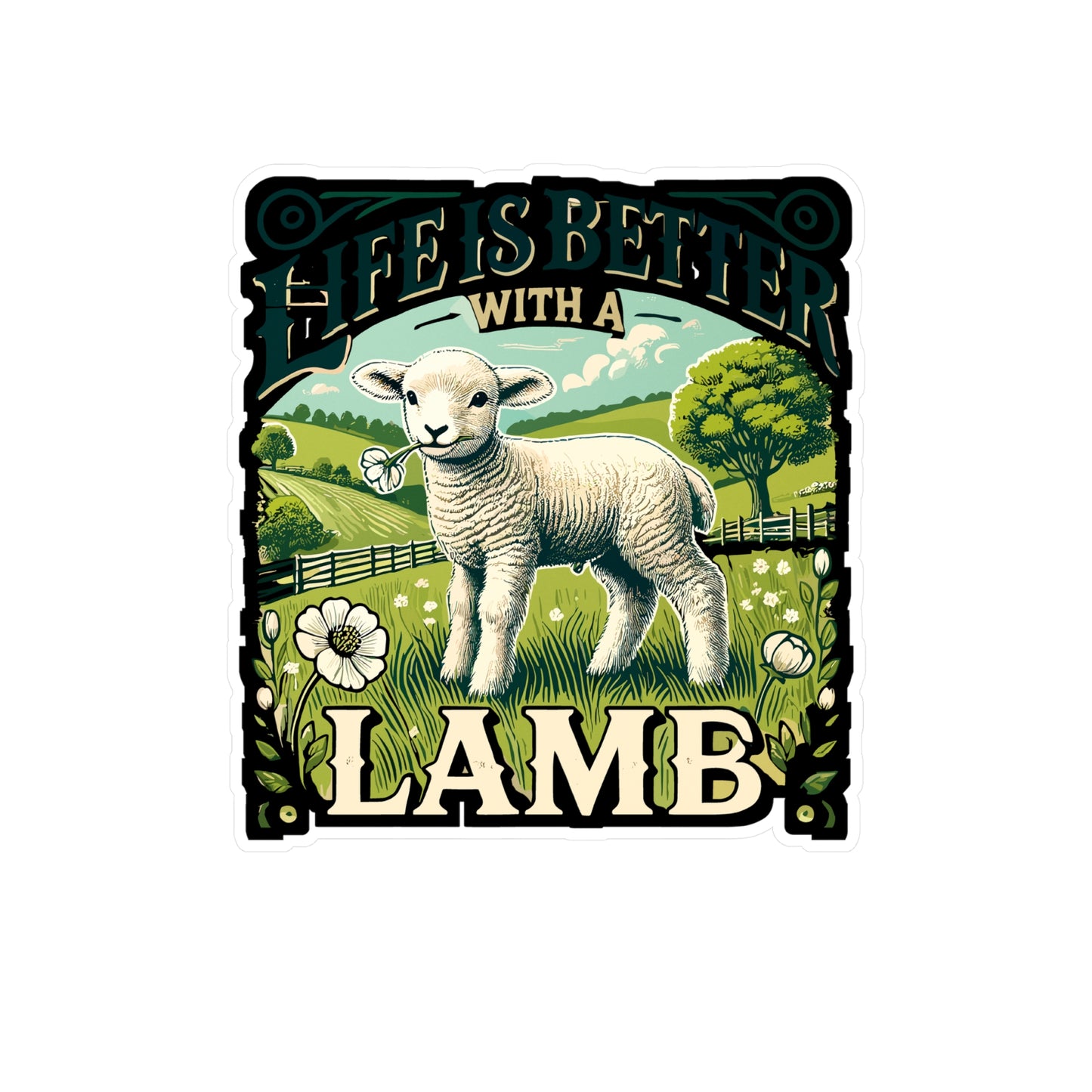 Life Is Better With A Lamb - Lamb Sticker for Car Window Laptop Sticker. Water Bottle Sticker, Vinyl Farm Decal, Animal Sticker - Lamb Gift