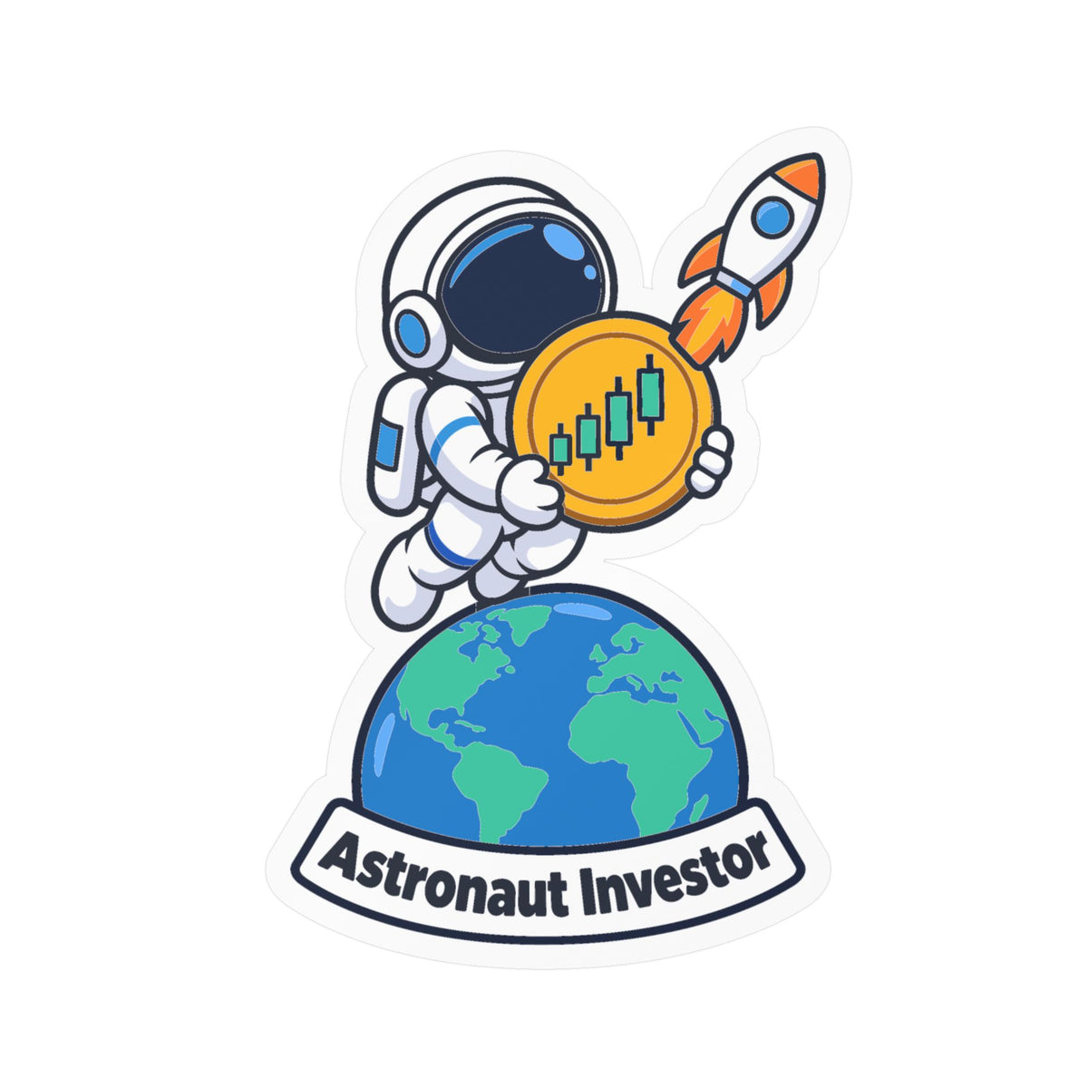 Day Trading Sticker - Astronaut Investor Design for Stock Market and Forex Traders, Laptop and Water Bottle Decals