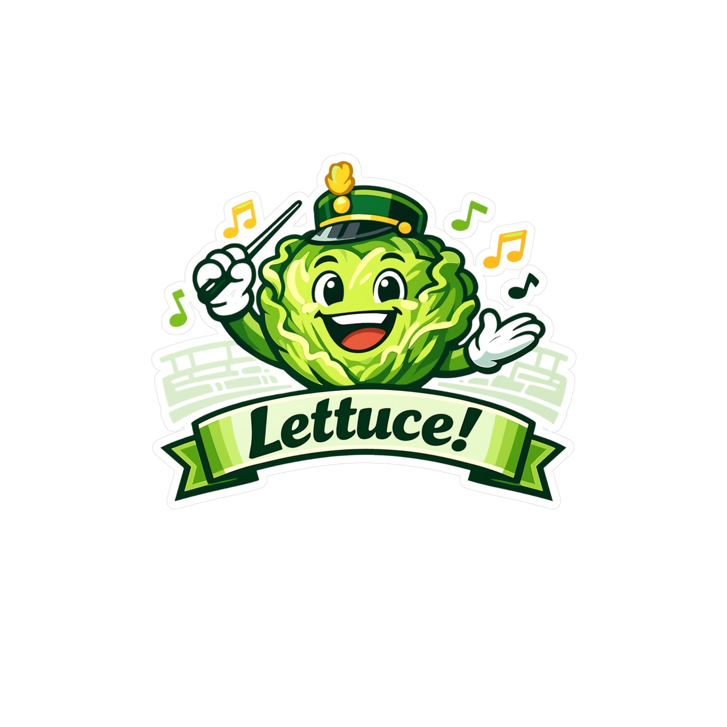 Marching Band Sticker Lettuce! Funny Drummer Band Director Mellophone Vinyl Waterproof Decals for Laptop Water Bottle