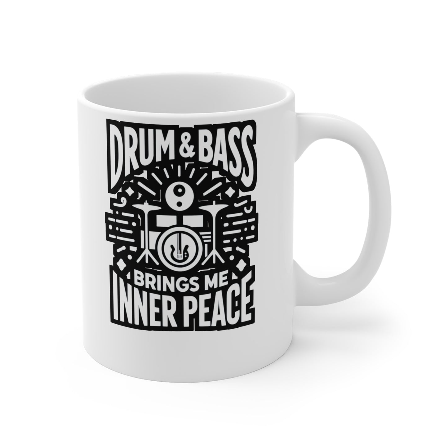 Drum and Bass Brings Me Inner Peace  - Audio-engineer Mug for Coffee 11oz. Audio-engineer Cup, White ceramic, Monitor Mug - Audio-engineer Gift