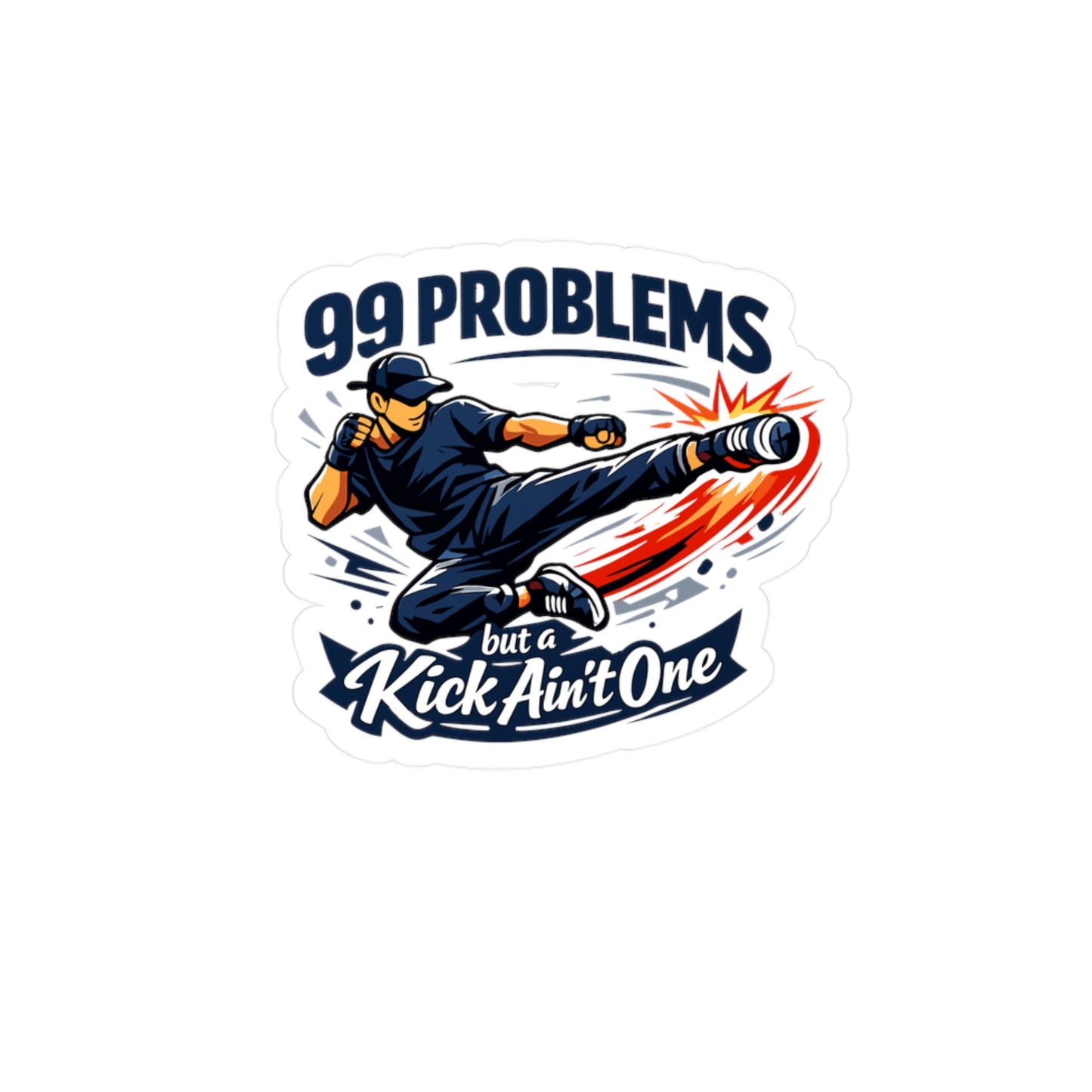 Krav Maga Sticker “99 Problems but a Kick Ain’t One” Funny Martial Arts Decals, Waterproof Vinyl for Laptop, Water Bottle, Self Defense Fitness Design