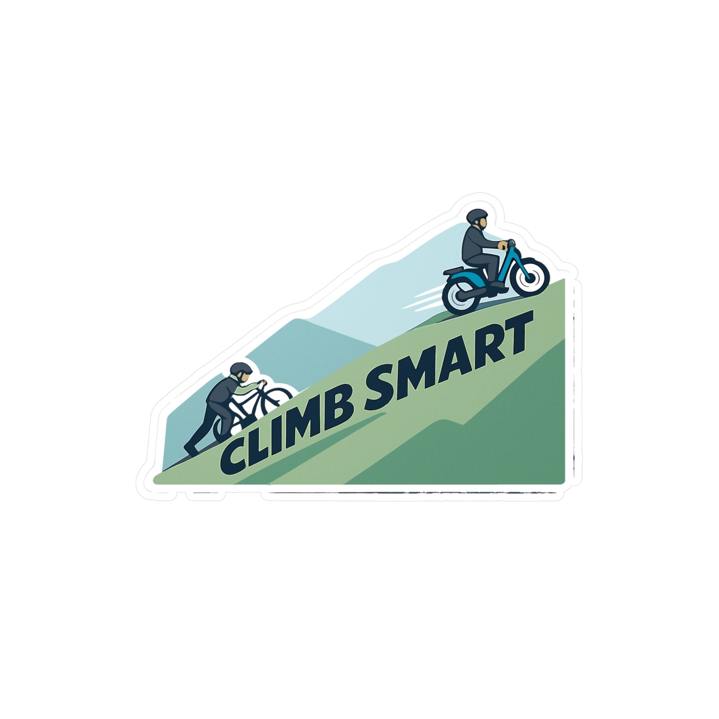E-Bike Sticker Climb Smart Design, Waterproof Vinyl decals for Laptop, Water Bottle, Electric Bike eCycling e Cyclist