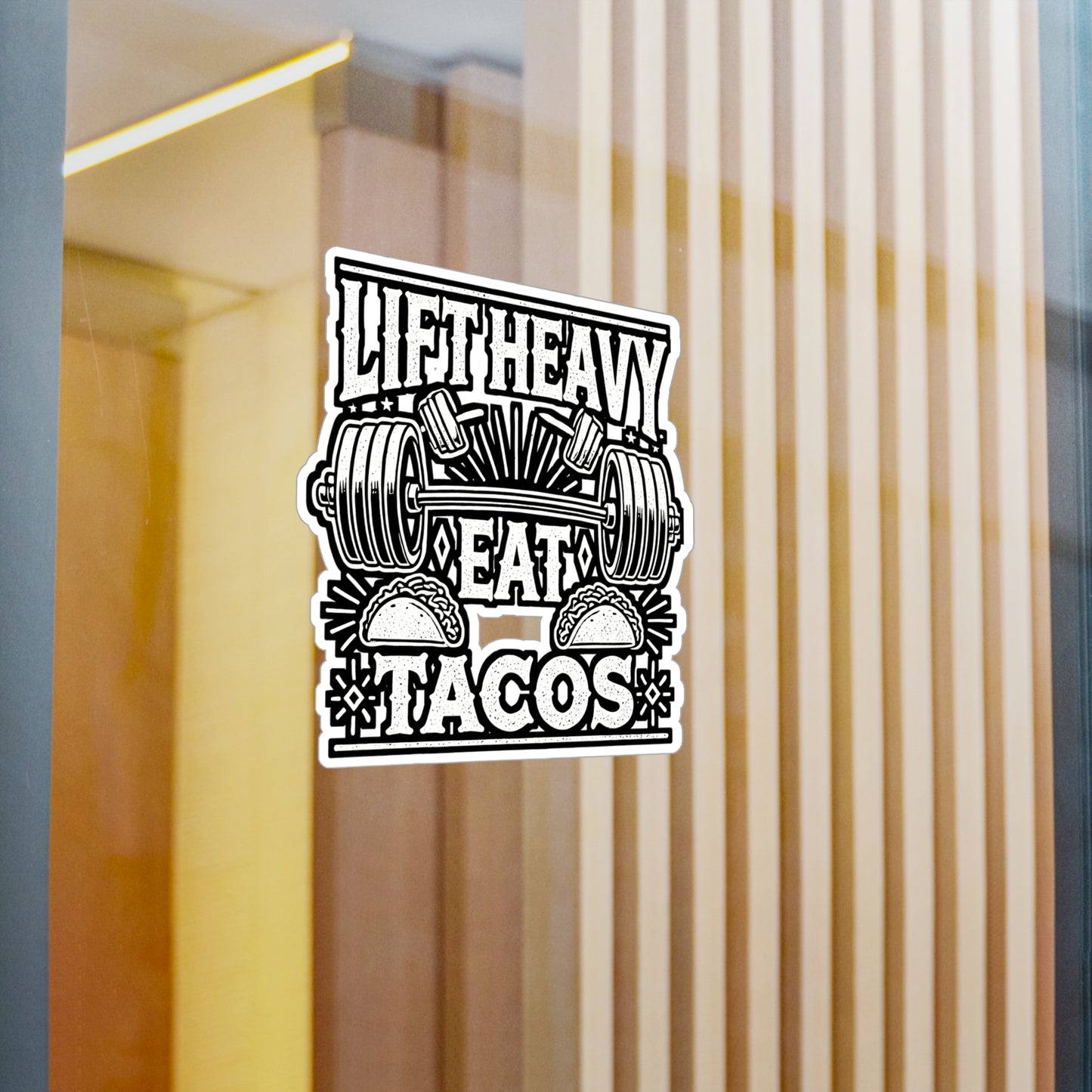 Lift Heavy Eat Tacos - Weightlifting Sticker for Laptop Sticker. Water Bottle Sticker, Vinyl Tacos Decal - Weightlifting Gift