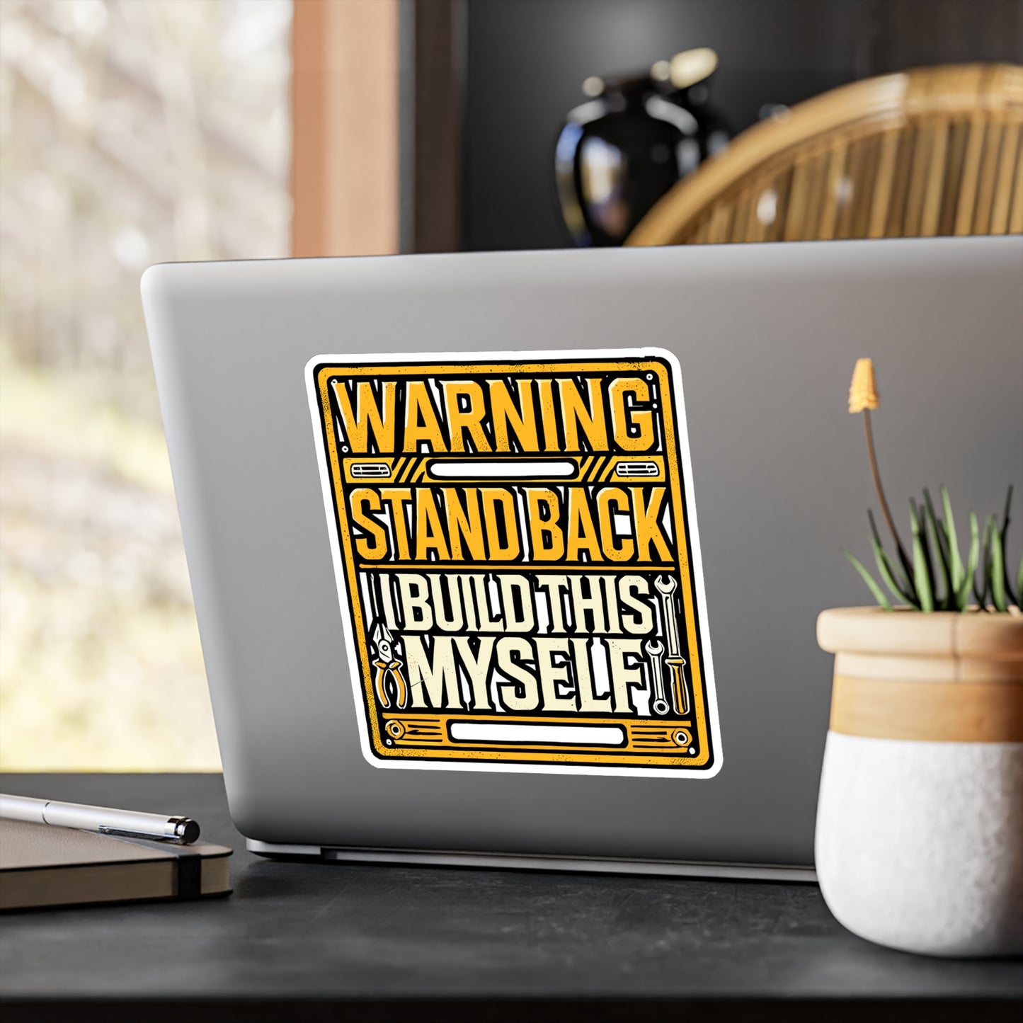 Warning Stand Back I Build This Myself - Mechanic Sticker for Laptop Sticker. Water Bottle Sticker, Vinyl Garage Decal - Mechanic Gift