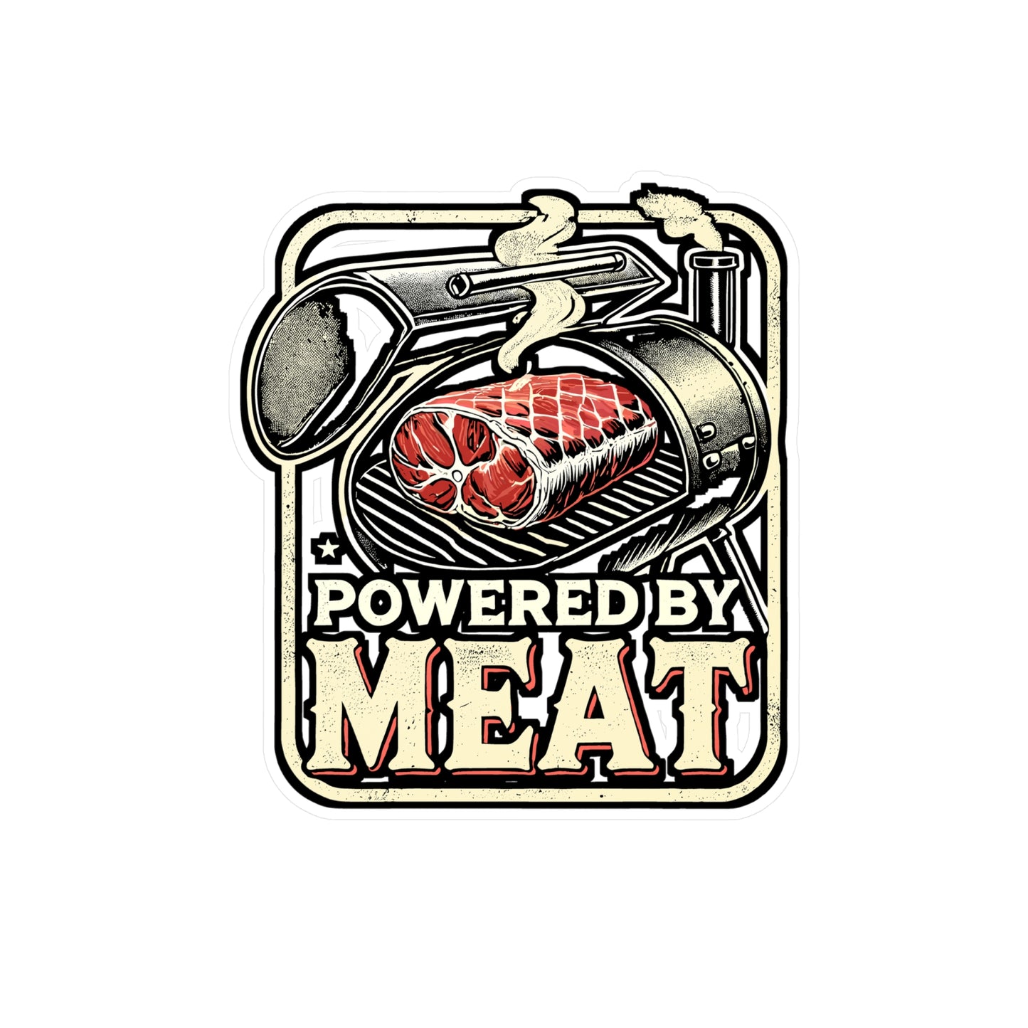 Powered By Meat – Carnivore Vinyl Decal for Car, Laptop & Water Bottle | Beef & Lamb Gift for Meat Lovers
