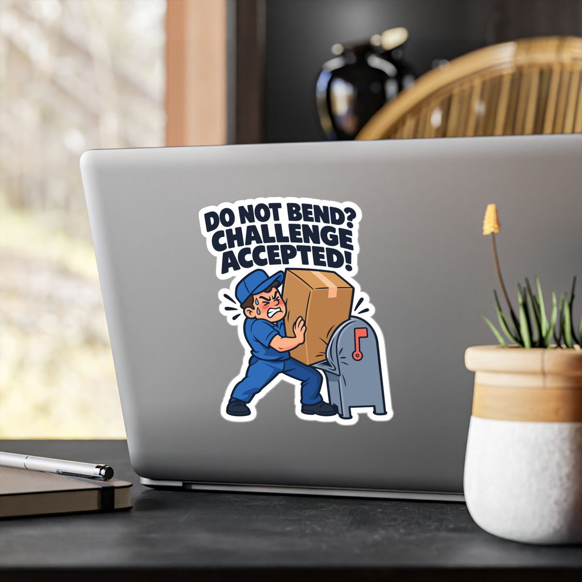 Postal Worker Sticker “Do Not Bend? Challenge Accepted!” Vinyl Decals for Mailbox, Laptop, Waterproof Rural Carrier Gift