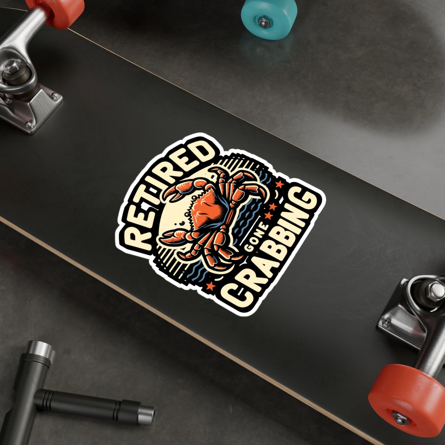 Retired Gone Crabbing - Crab Sticker for Laptop Sticker. Water Bottle Sticker, Vinyl Crabbing Decal - Crab Gift