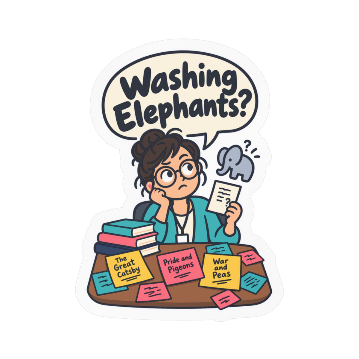 Librarian Sticker - Washing Elephants? Fabulous and Magical Unicorn Decals for Laptop or Water Bottle