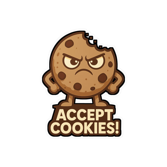 Cookie Sticker - Accept Cookies Funny Internet Privacy Decals for Laptop, Water Bottle, Waterproof Vinyl Consent Stickers