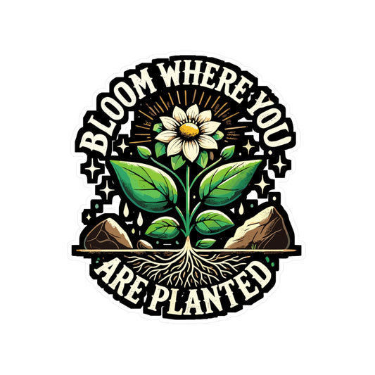 Bloom Where You Are Planted - Bloom Sticker for Laptop Sticker. Water Bottle Sticker, Vinyl Growth Decal - Bloom Gift