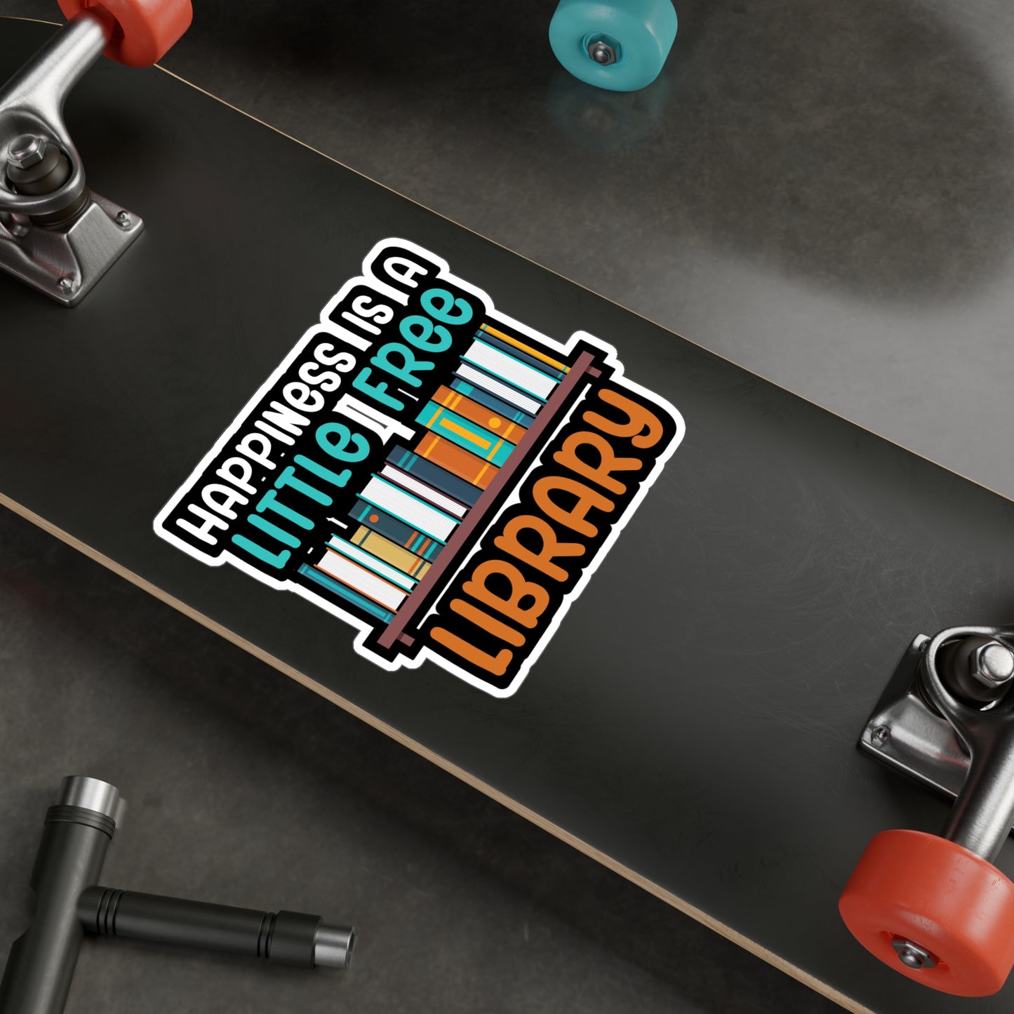 Happiness is a little free library - Author Sticker for Wall, Laptop, Window, Truck, Car Author Gift Vinyl Writer Decal Sticker