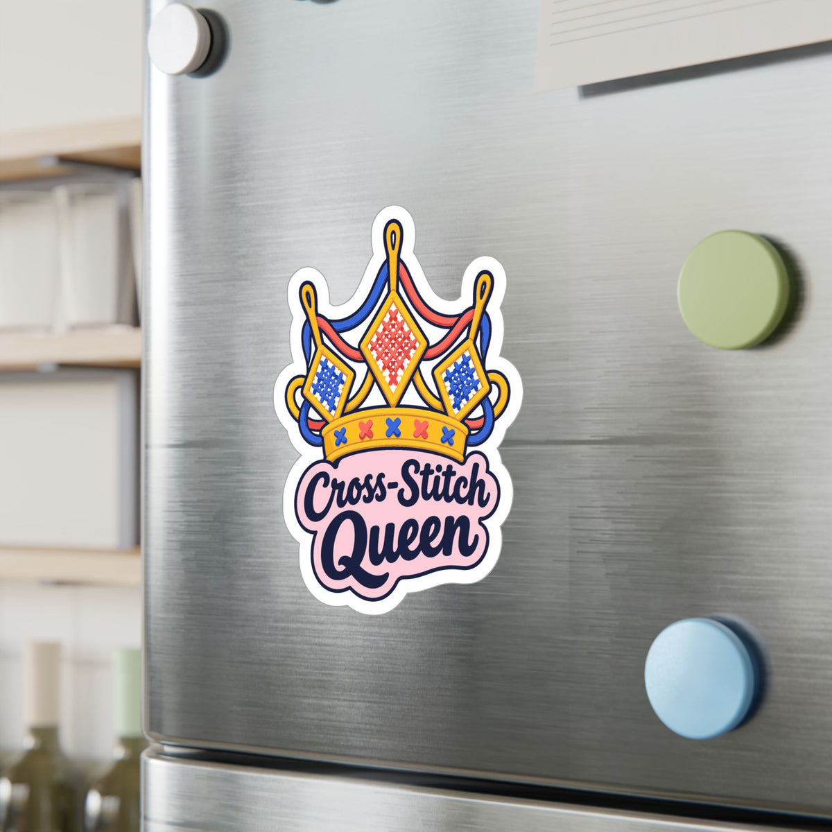 Embroidery Sticker - Cross-Stitch Queen Decals for Crafting, Needlework and Stitching Fans, Laptop and Water Bottle