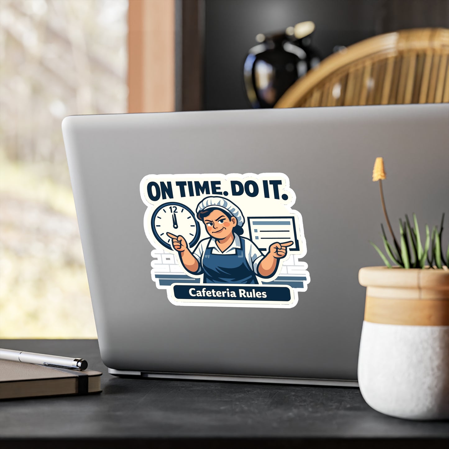 Lunch Lady Sticker On Time. Do It. Funny School Canteen Staff Waterproof Vinyl sticker Decals for Laptop, Water Bottle