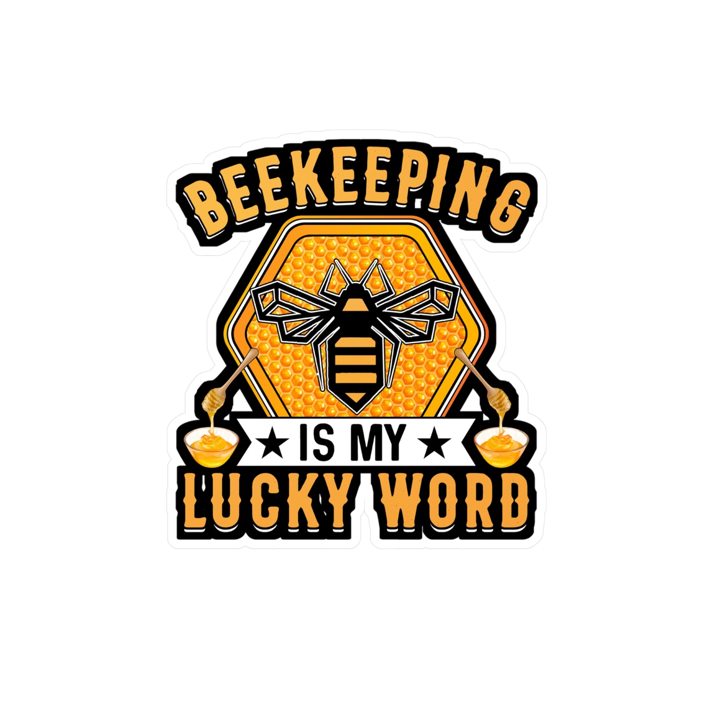 Beekeeping is my lucky word - Beekeeping Sticker for Laptop Sticker. Water Bottle Sticker, Vinyl Brood Decal - Beekeeping Gift