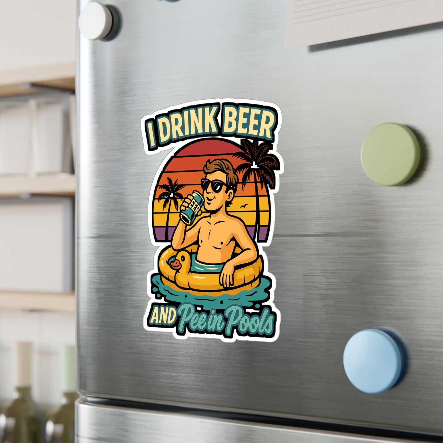 Beer Sticker – Funny "I Drink Beer And Pee In Pools" Decals for Swimmer, Scuba-Diver, Waterproof Vinyl for Laptop, Water Bottle
