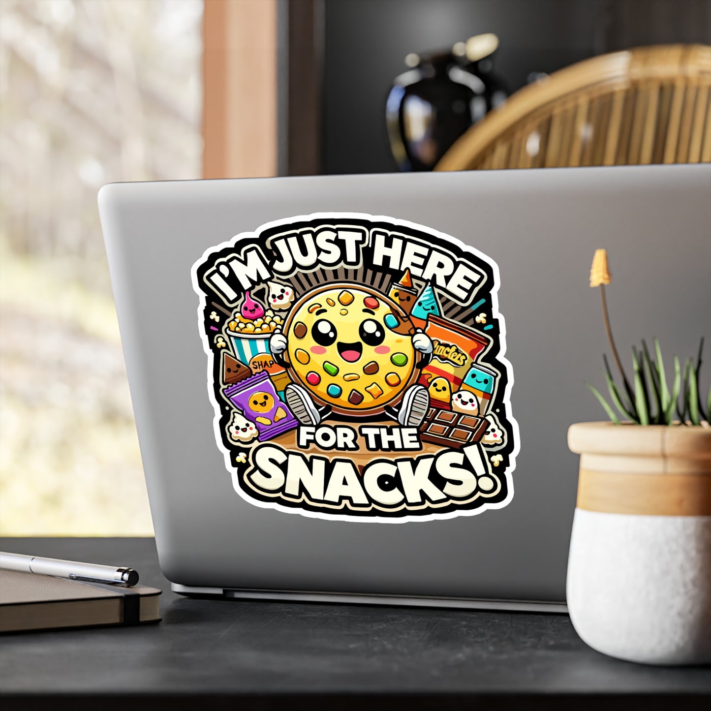 I'm Just Here for the Snacks - Snack lover Sticker for Laptop Sticker. Water Bottle Sticker, Vinyl Food humor Decal - Snack lover Gift