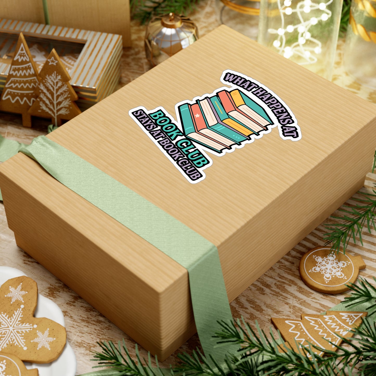 Reading Sticker – "What Happens At Book Club Stays At Book Club" Decals for Laptop, Water Bottle, Vinyl, Literature & Fiction Novels Gift