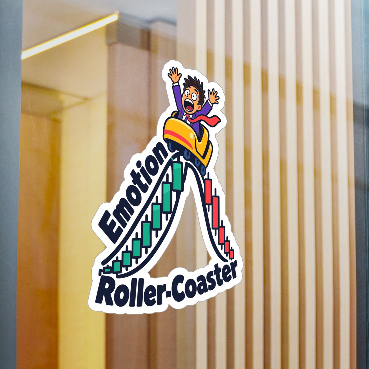 Day Trading Sticker - Emotion Roller-Coaster Design for the Stock Market and Forex Trader, Laptop and Water Bottle Decals