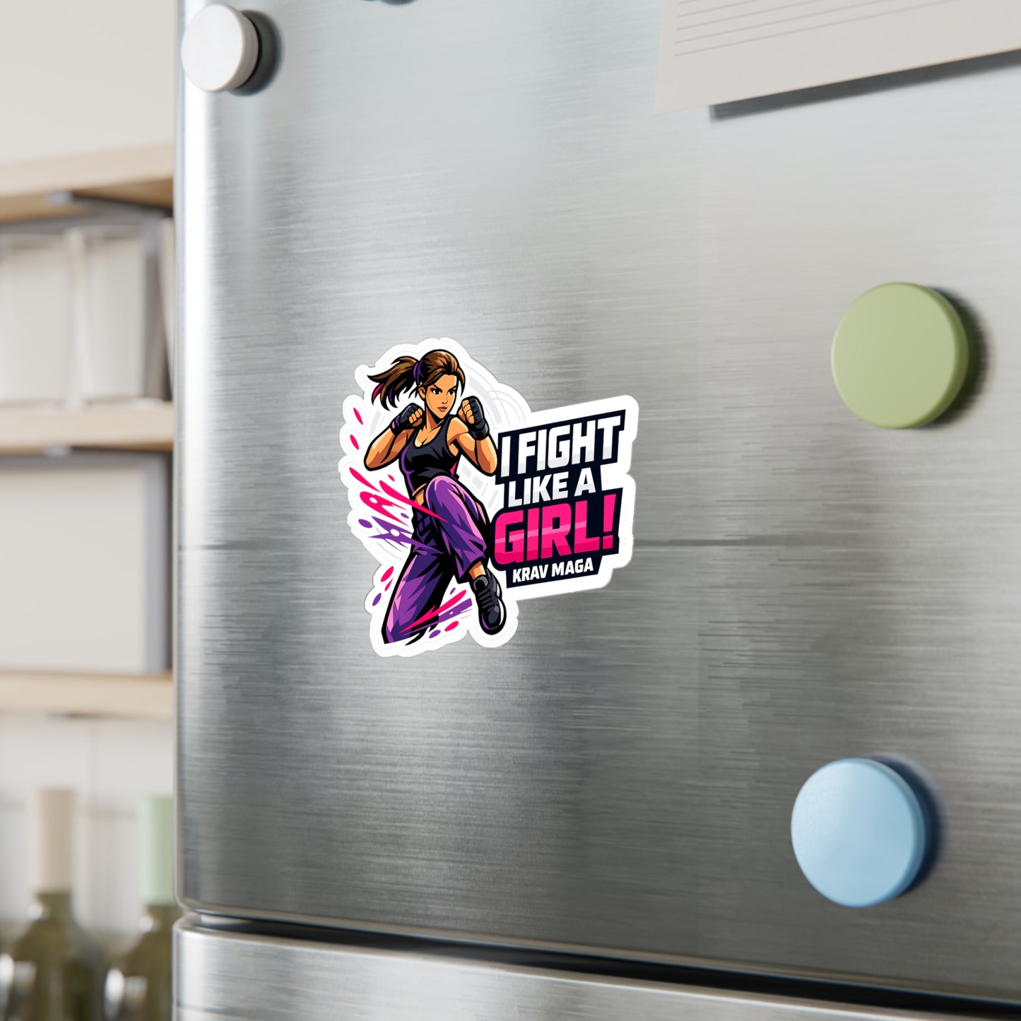 Krav Maga Sticker I Fight Like a Girl! Martial Arts Self Defense Vinyl Waterproof decals for Laptop or Water Bottle Fitness