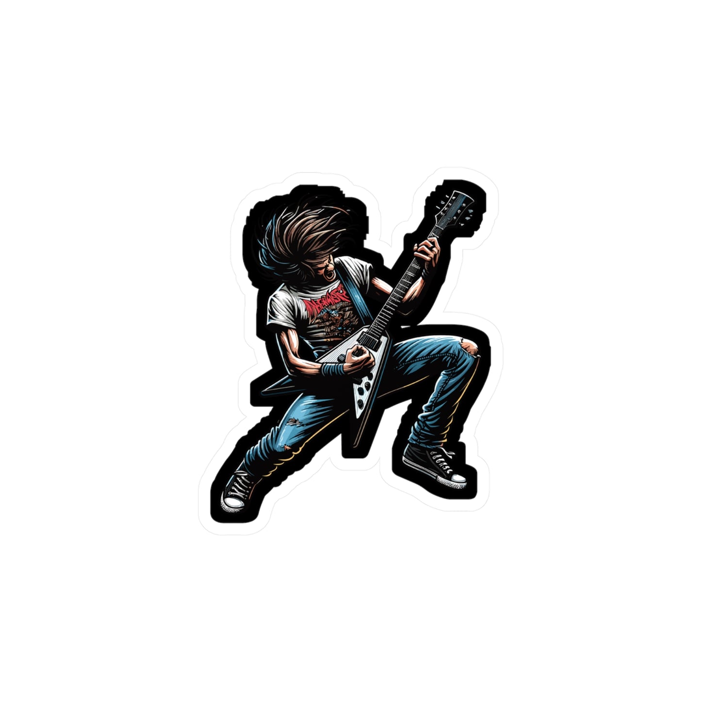 Guitar Headbang - Guitar Sticker for Car Window Laptop Sticker. Water Bottle Sticker, Vinyl Bass-player Decal, Treble Sticker - Guitar Gift