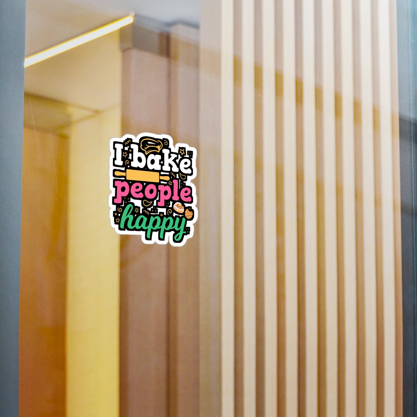 I Bake People Happy - Baking Sticker for Laptop Sticker. Water Bottle Sticker, Vinyl Cake-decorator Decal - Baking Gift