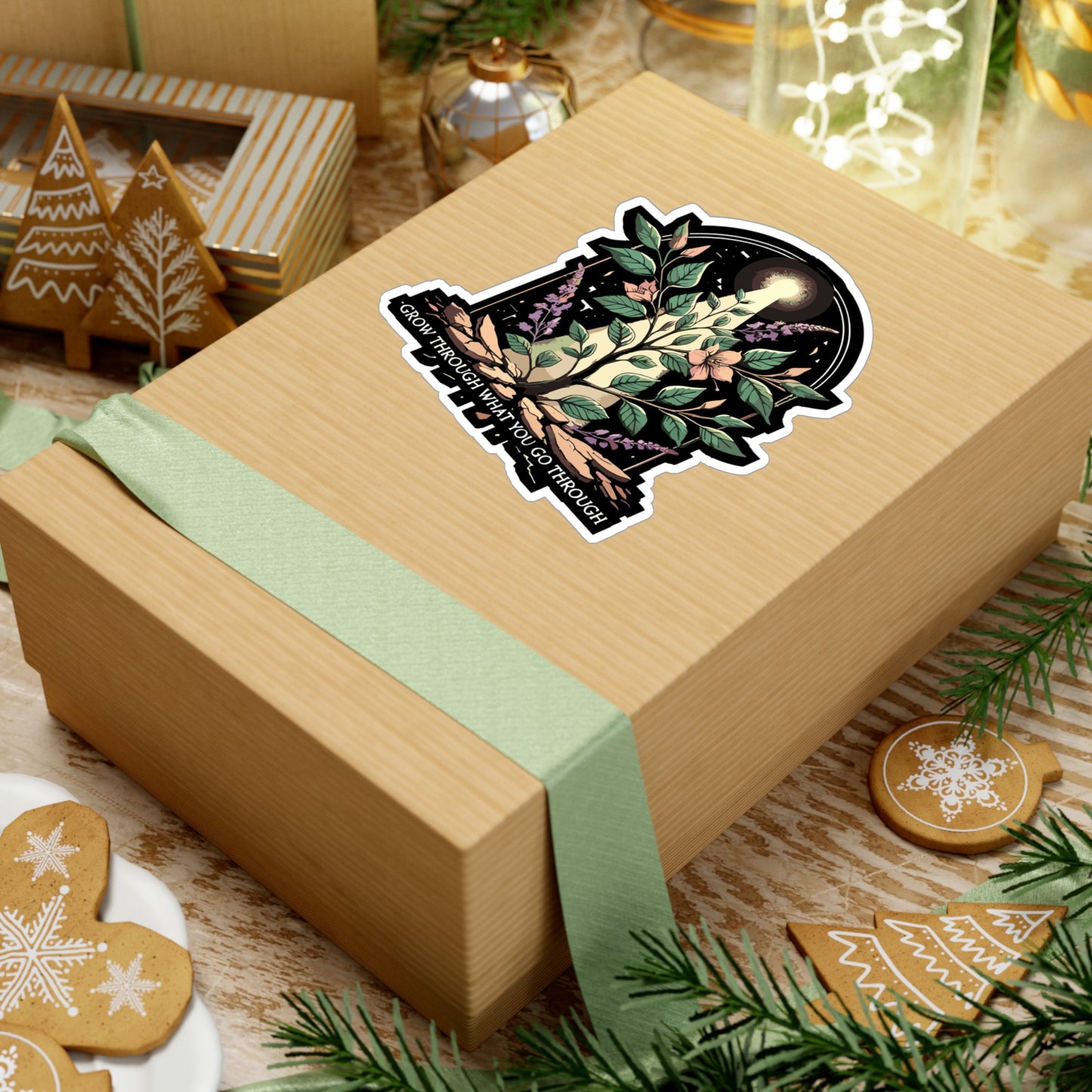 Grow Through What You Go Through - Growth Sticker for Laptop Sticker. Water Bottle Sticker, Vinyl Resilience Decal - Growth Gift