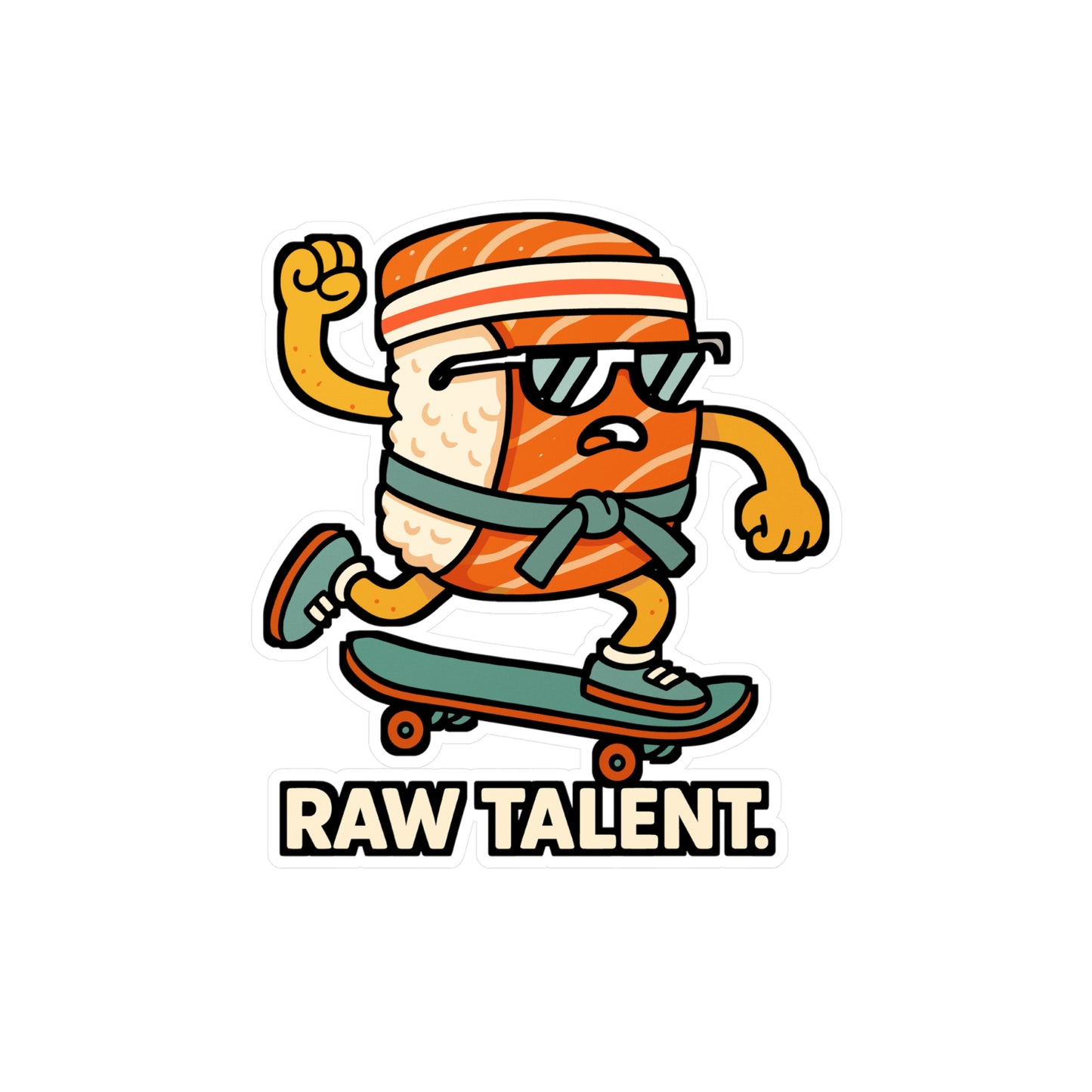 Raw talent - Skateboard Sticker for Laptop, Water Bottle, Gift for Skaters, Teens & Street Sports Fans