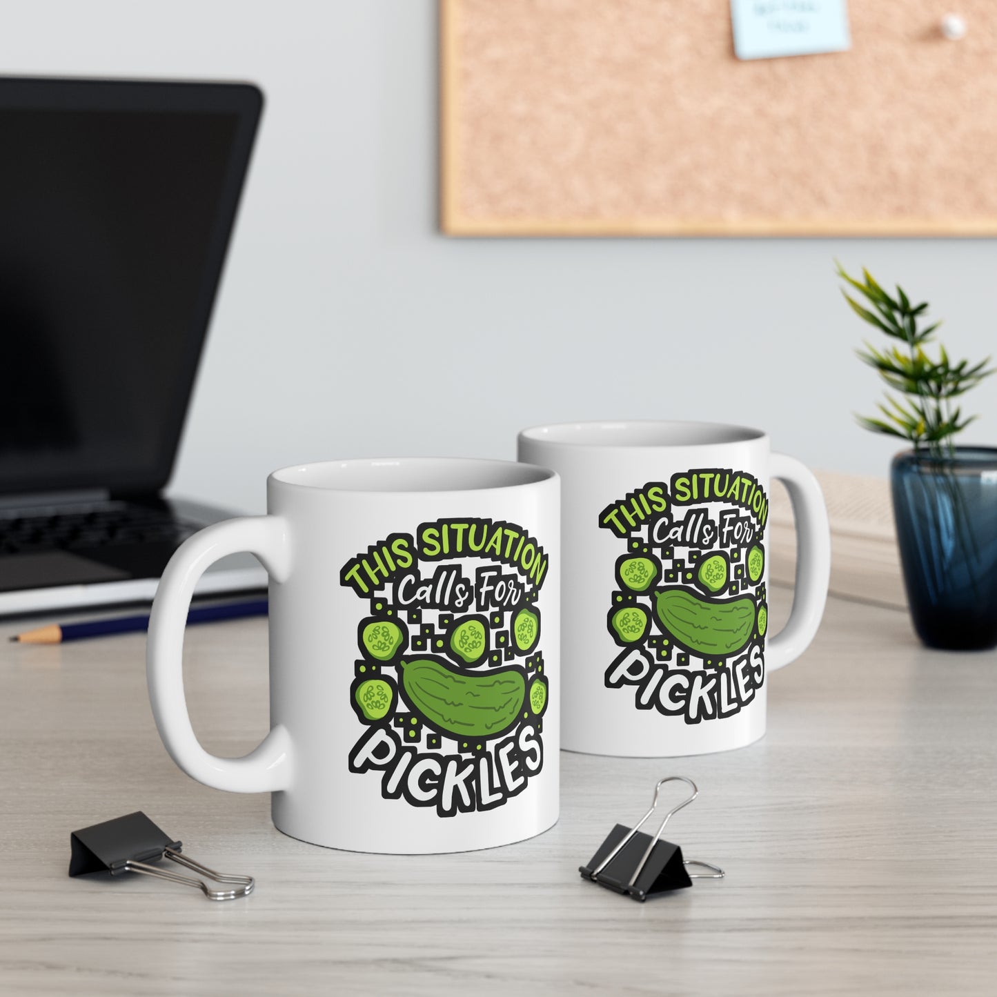 This Situation Calls For Pickles - Pickle Mug for Coffee 11oz. Pickle Cup, White ceramic, Cucumber Mug, Dill Tea Cup - Pickle Gift