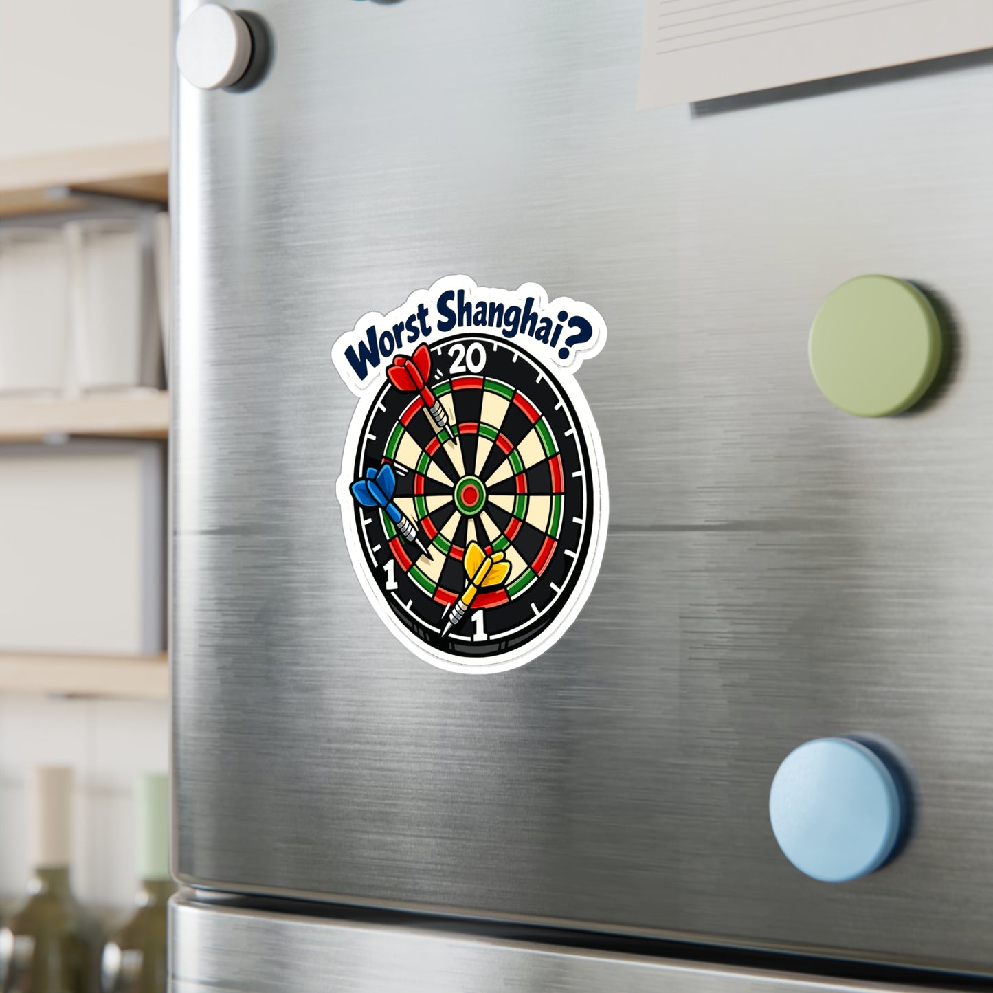Dart Sticker "Worst Shanghai?" Funny Dartboard Drinking Team Arrow Design Vinyl Waterproof Decals for Laptop Water Bottle