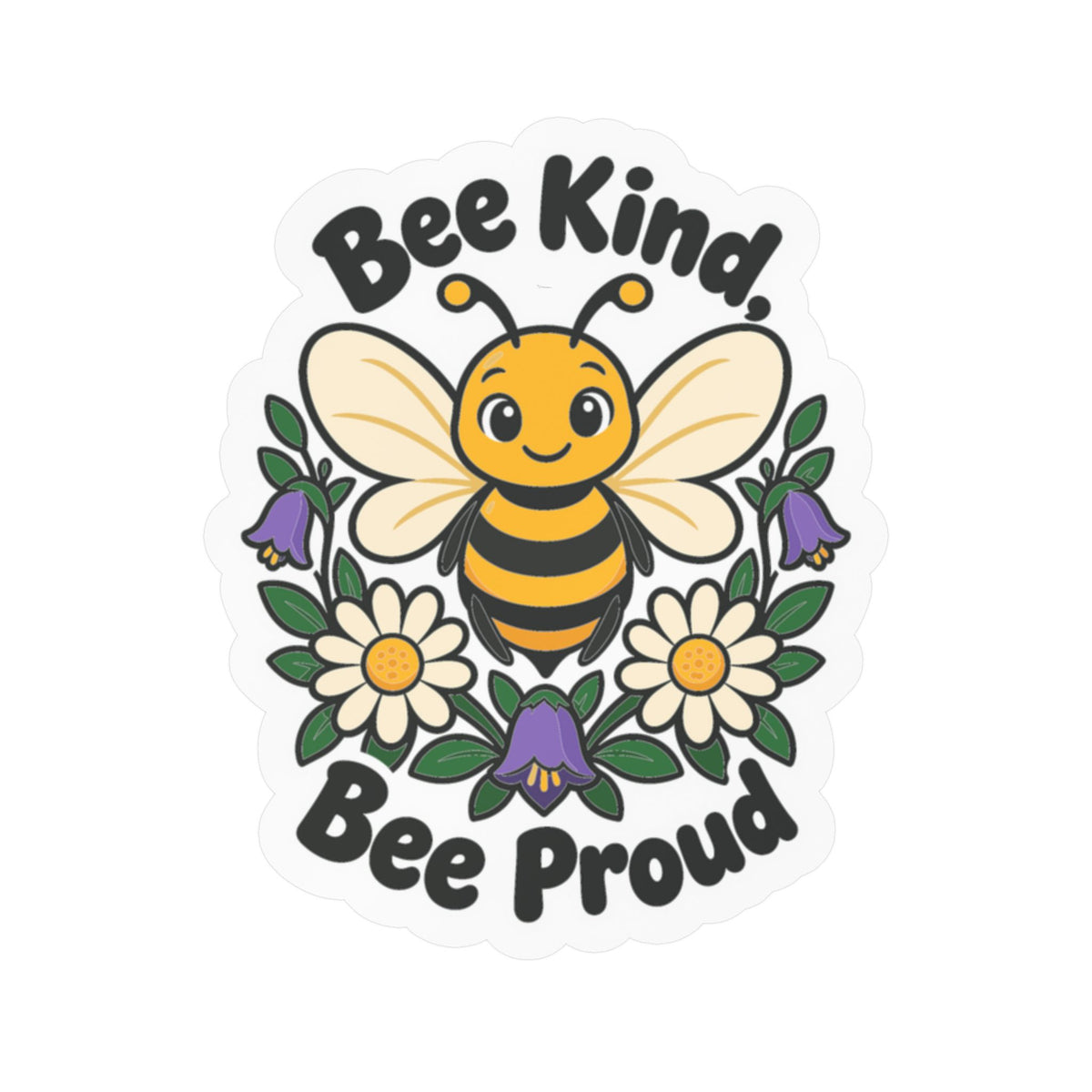 Plants Sticker - Bee Kind, Bee Proud Dandelion Design Inspired by Nature and Friendship, Decals for Laptop and Water Bottle