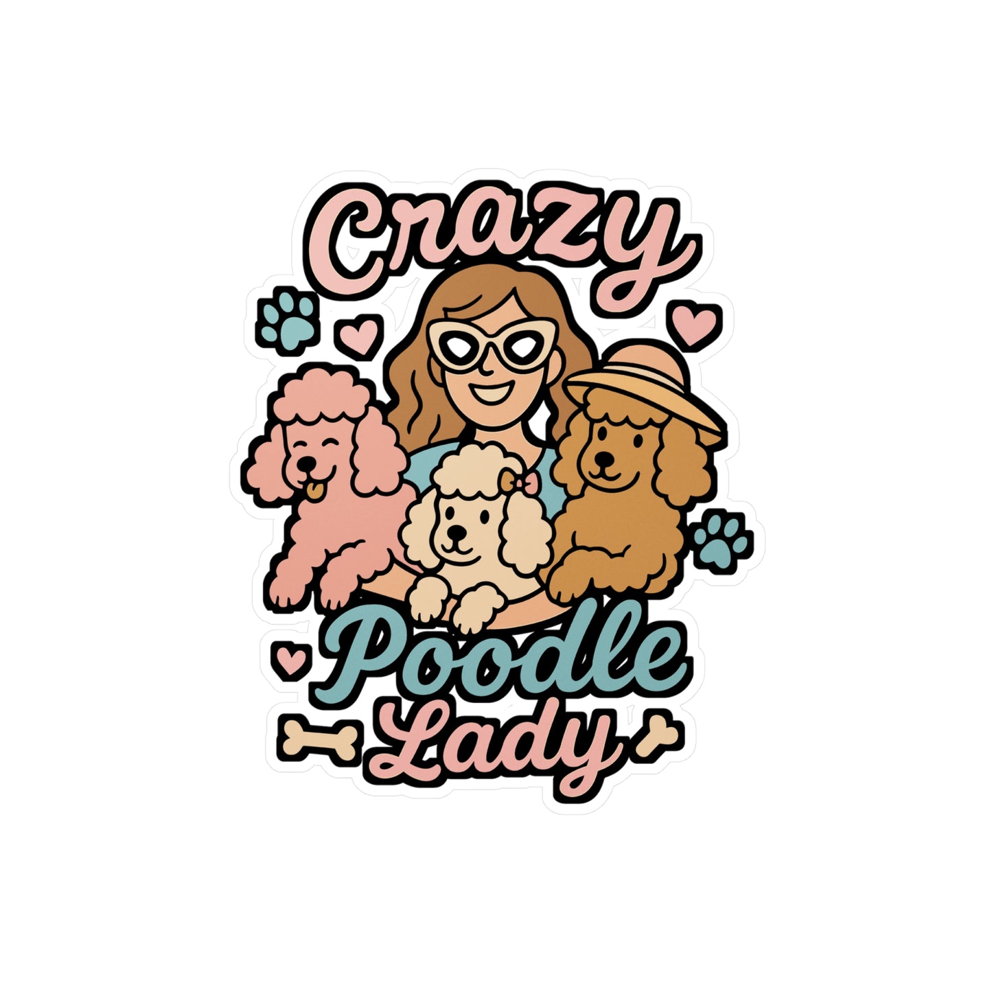 Crazy Poodle Lady – Poodle Sticker for Car Window, Laptop, or Water Bottle | Vinyl Dog Decal | Cute Pet Gift