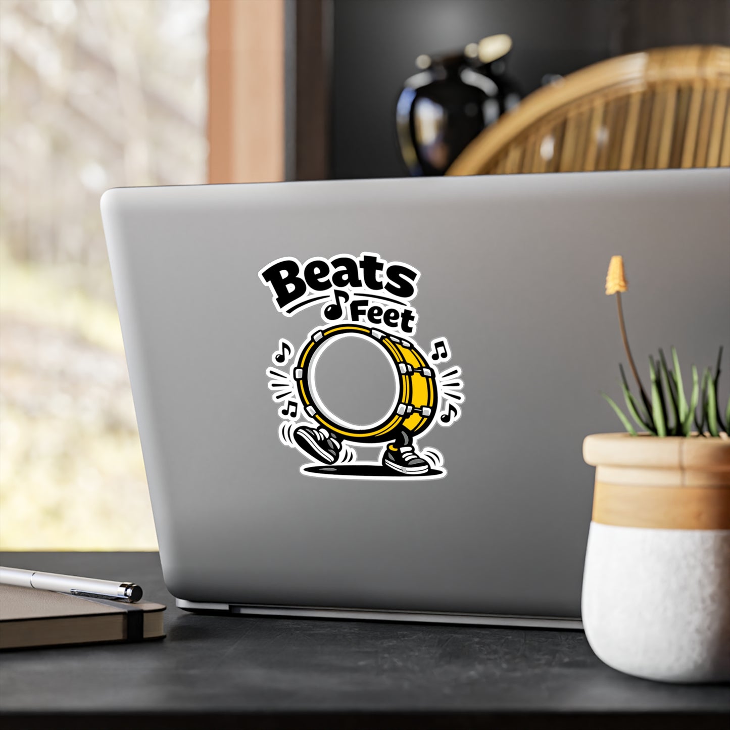 Marching Band Sticker "Beats & Feet" Waterproof Vinyl Sticker Decals for Laptop Water Bottle, Drummer Band Director Mellophone Gift