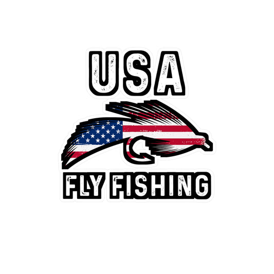 USA Fly Fishing - Fly-fishing Sticker for Laptop Sticker. Water Bottle Sticker, Vinyl Angling Decal - Fly-fishing Gift