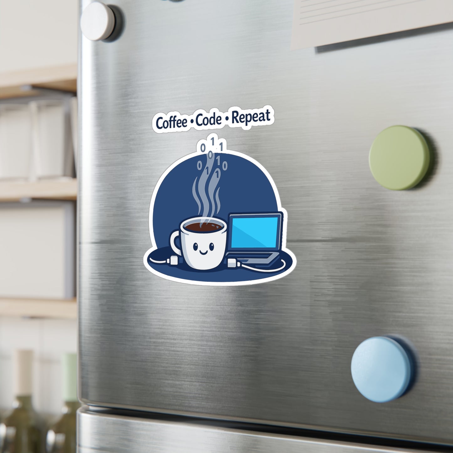 Coding Sticker Coffee Code Repeat – Programmer Source Code Semicolon Design, Waterproof Vinyl Sticker Decals for Laptop Water Bottle