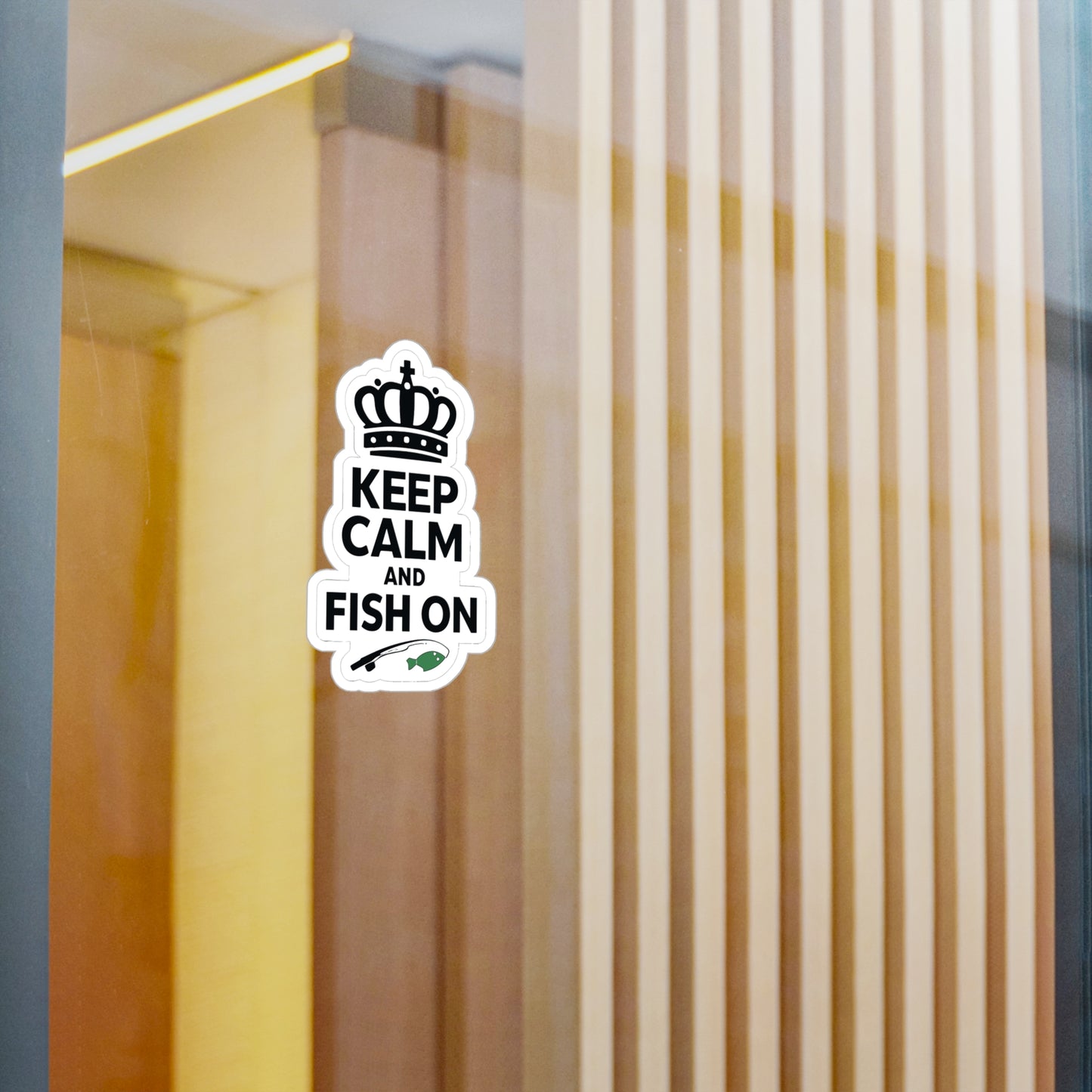 Fishing Sticker Keep Calm And Fish On – Waterproof Vinyl Decals for Laptop Water Bottle, Angling Lake Boating Design