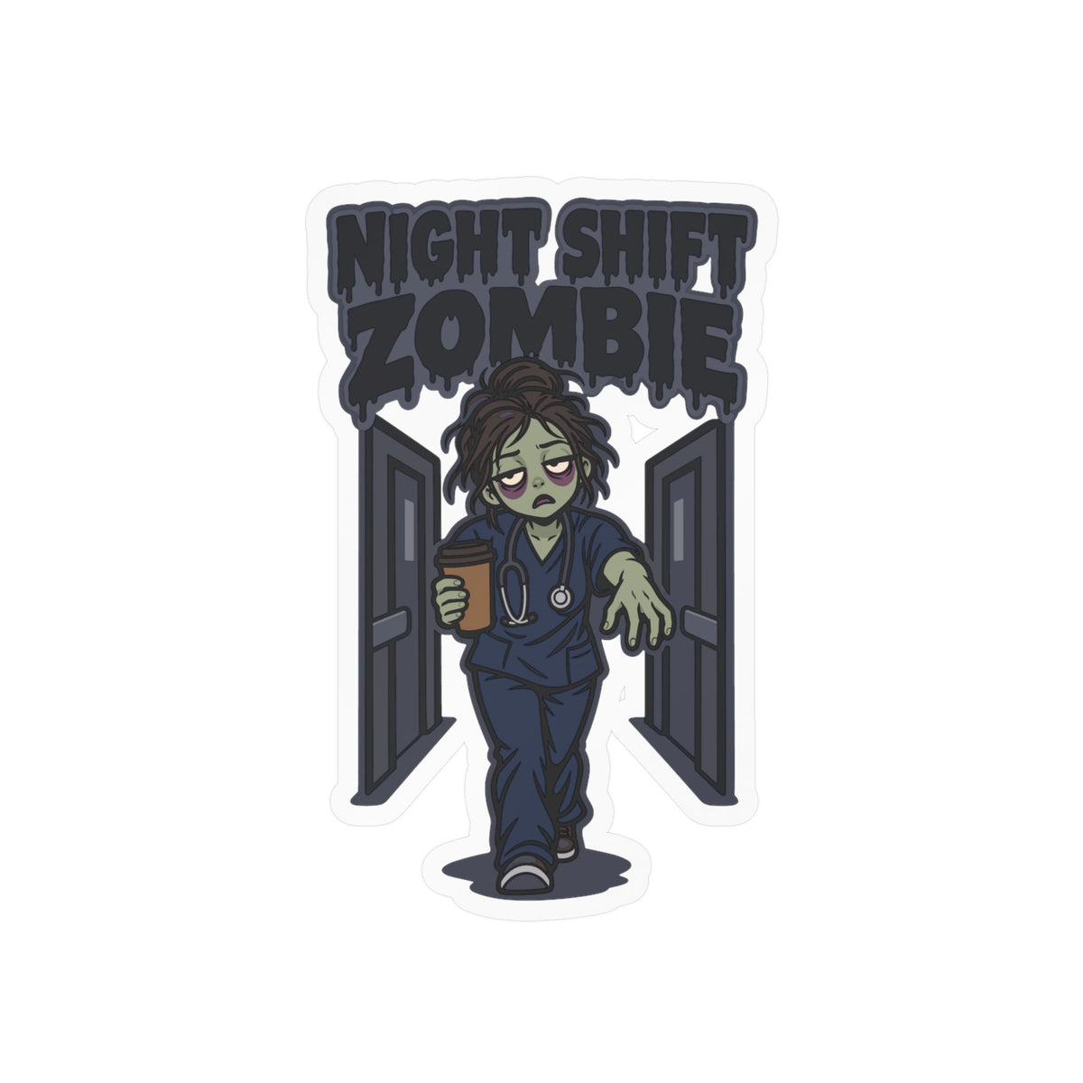 Nurse Sticker Night Shift Zombie Decals for Laptop and Water Bottle, Waterproof Vinyl Nursing Student Gift