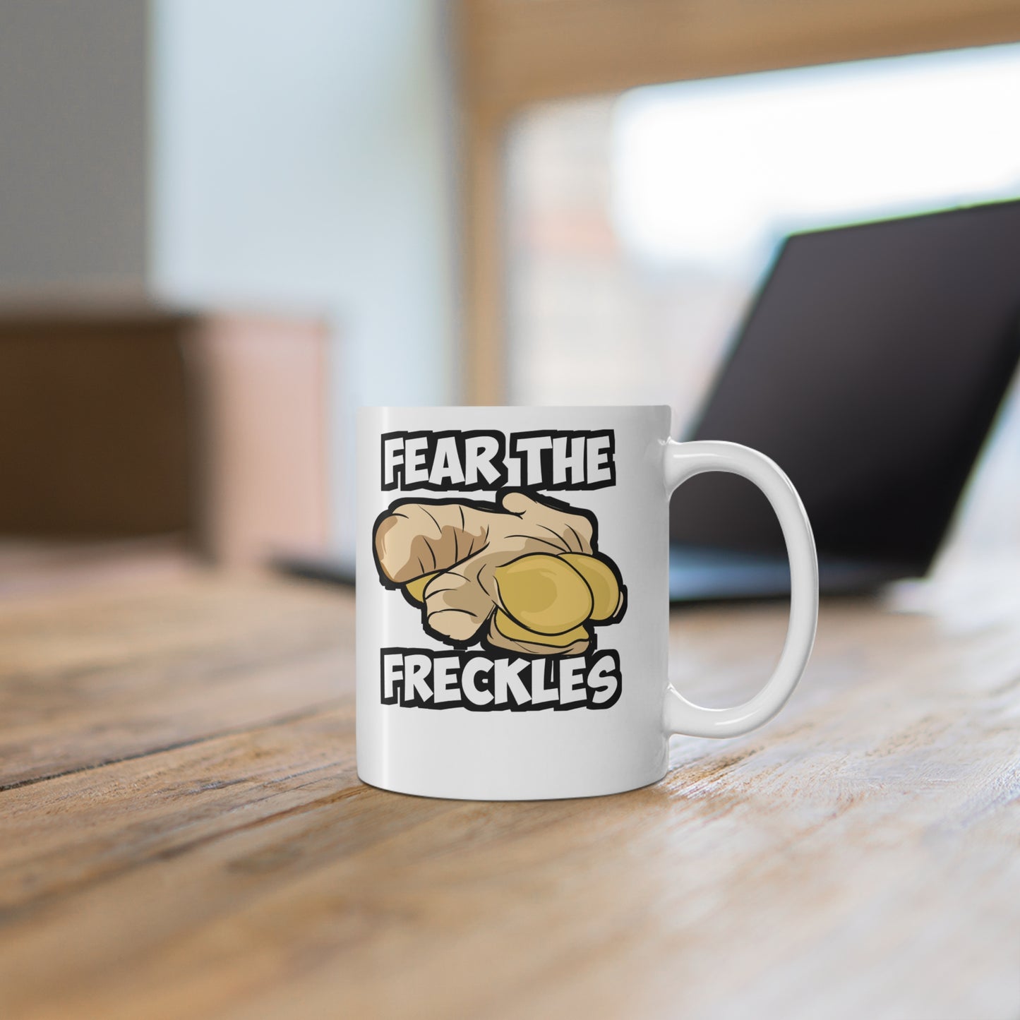 Fear The Freckles - Redhead Mug for Coffee 11oz. Redhead Cup, White ceramic, Blonde Mug, Brunette Tea Cup - Redhead Gift