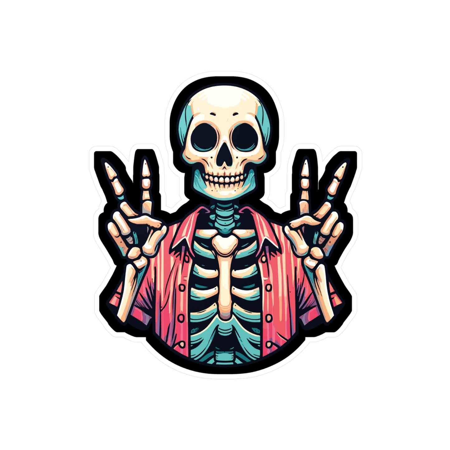 Skeleton Peace - Skeleton Sticker for Car Window Laptop Sticker. Water Bottle Sticker, Vinyl Peace Decal, Bones Sticker - Skeleton Gift