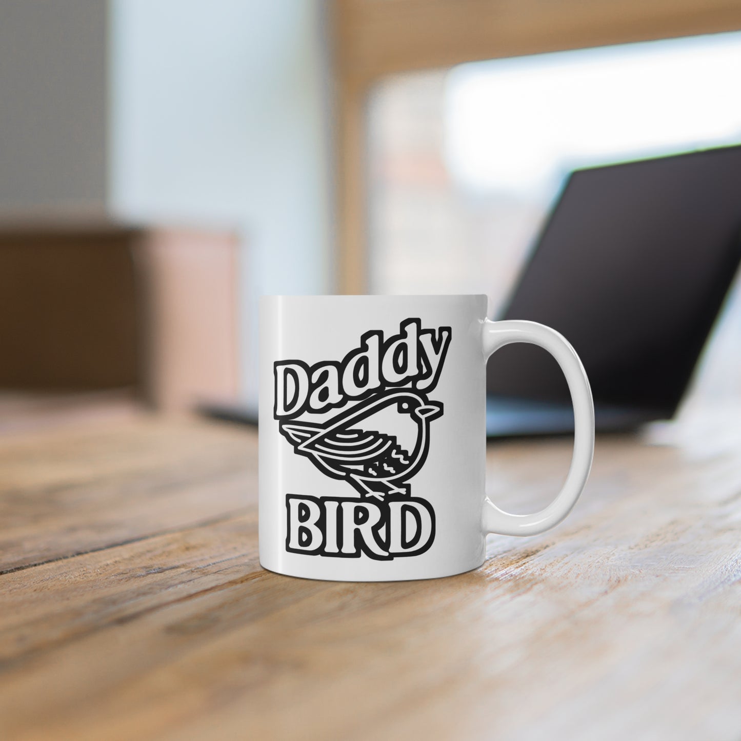 Daddy Bird - Birdwatcher Mug for Coffee 11oz. Birdwatcher Cup, White ceramic, Binocular Mug, Bird nerd Tea Cup - Birdwatcher Gift