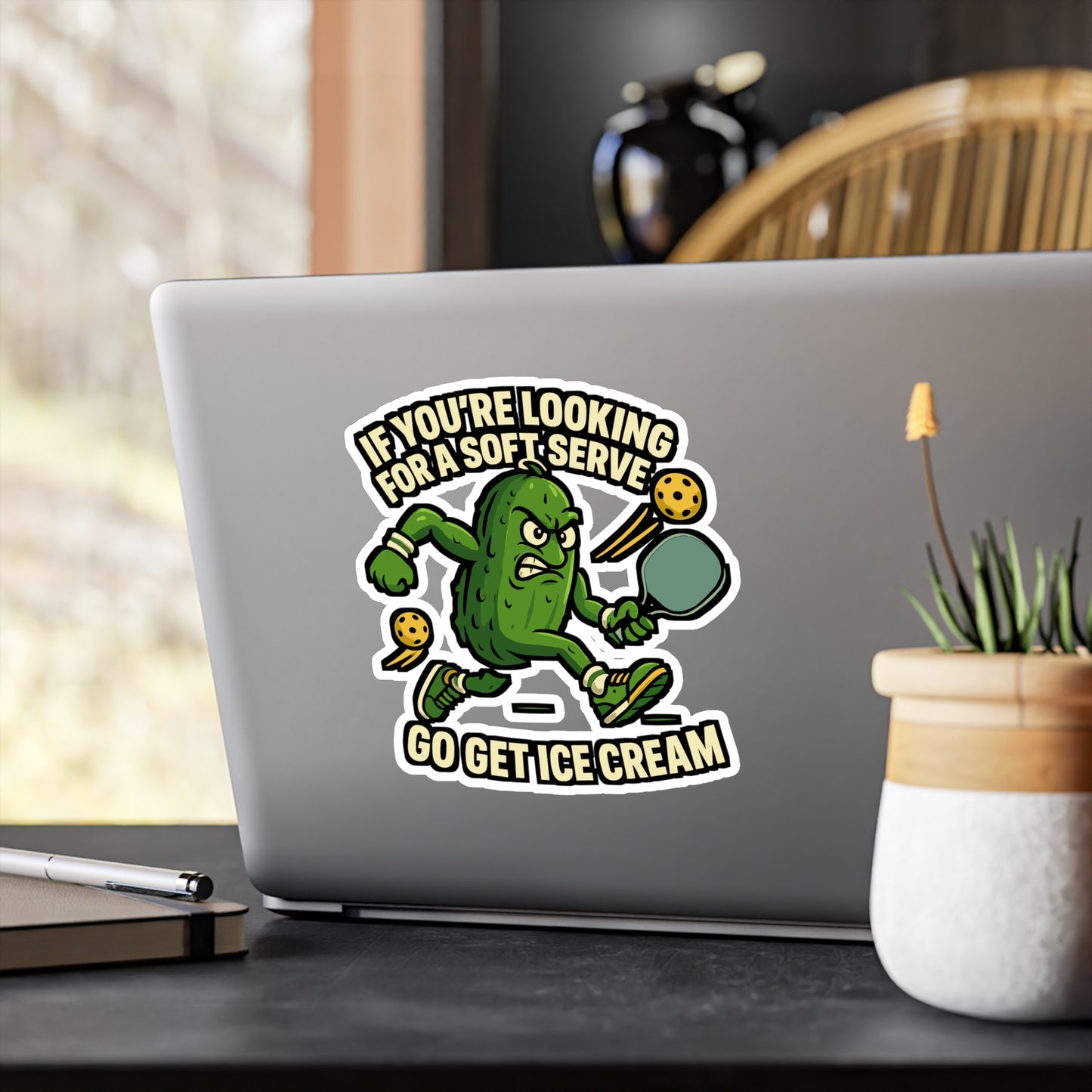 Pickleball Sticker – "If You're Looking For A Soft Serve Go Get Ice Cream" Funny Vinyl Decals for Athlete Laptops, Water Bottles, Competition Gift