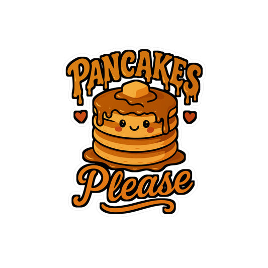 Pancakes Please - Pancakes Sticker for Laptop, Water Bottle, Kids & Teens, Cute Breakfast Lover Gift Idea