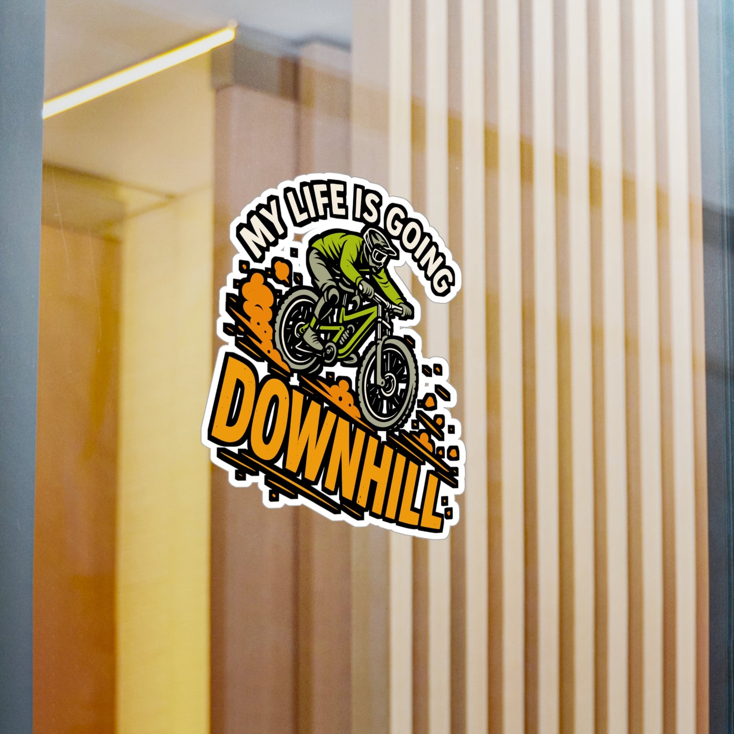 My Life Is Going Downhill – Cycling Sticker for Laptop or Water Bottle | Vinyl Decal, Bike Gift, Mountain Biking