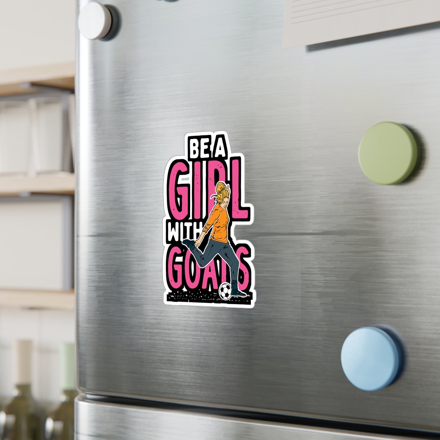 Be A Girl With Goals - Soccer Sticker for Car Window Laptop Sticker. Water Bottle Sticker, Vinyl Goal Decal, Kick Sticker - Soccer Gift