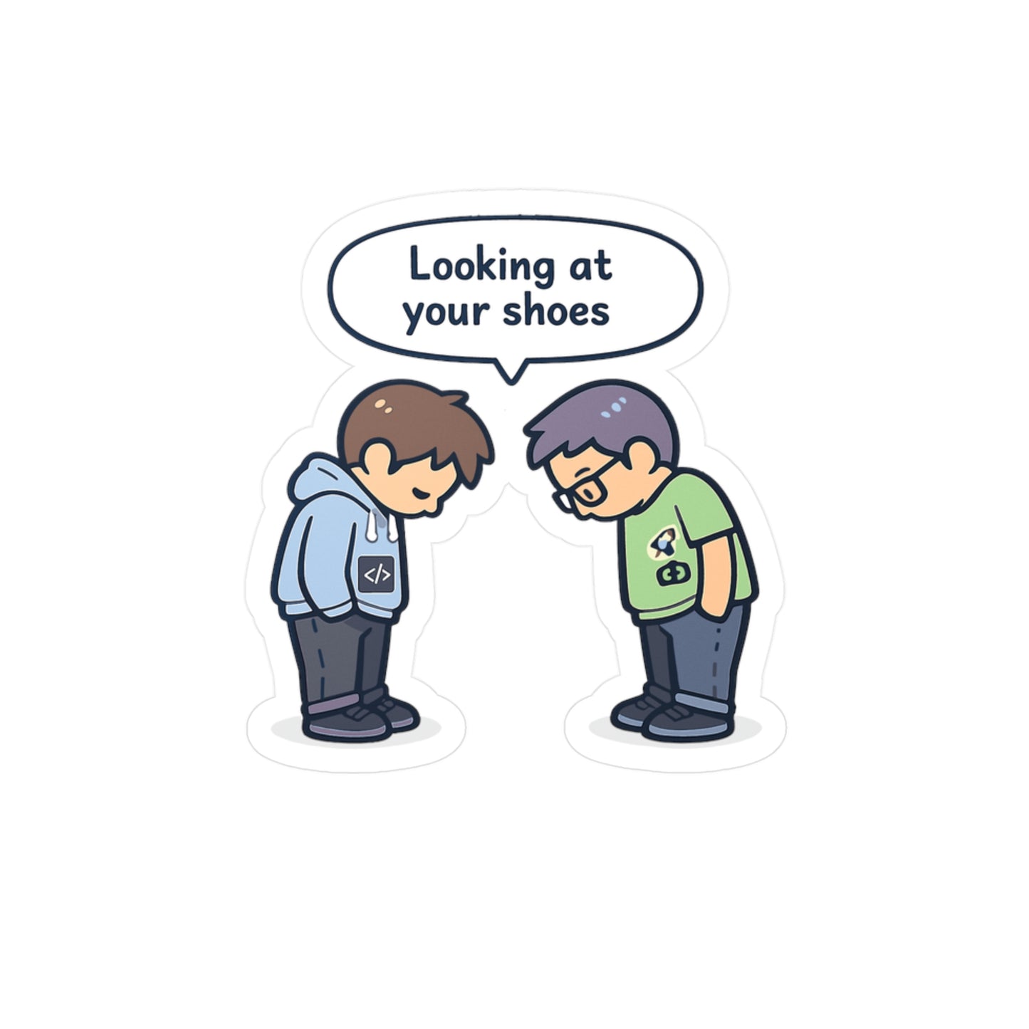 Coding Sticker Looking at your shoes Funny Programmer Decals, Waterproof Vinyl for Laptop Water Bottle Source Code Semicolon Humor