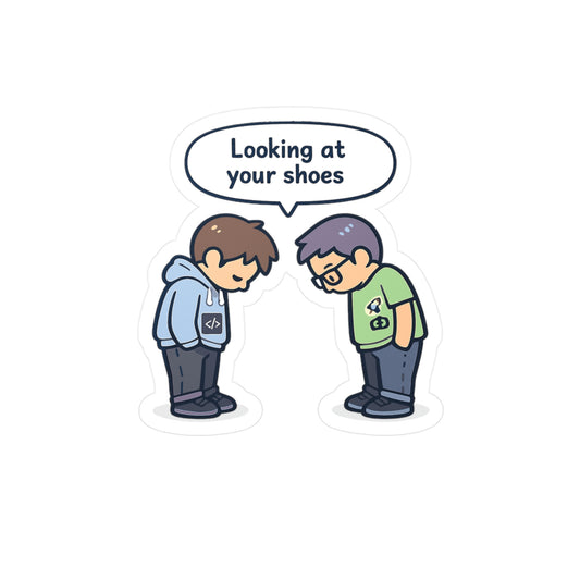 Coding Sticker Looking at your shoes Funny Programmer Decals, Waterproof Vinyl for Laptop Water Bottle Source Code Semicolon Humor