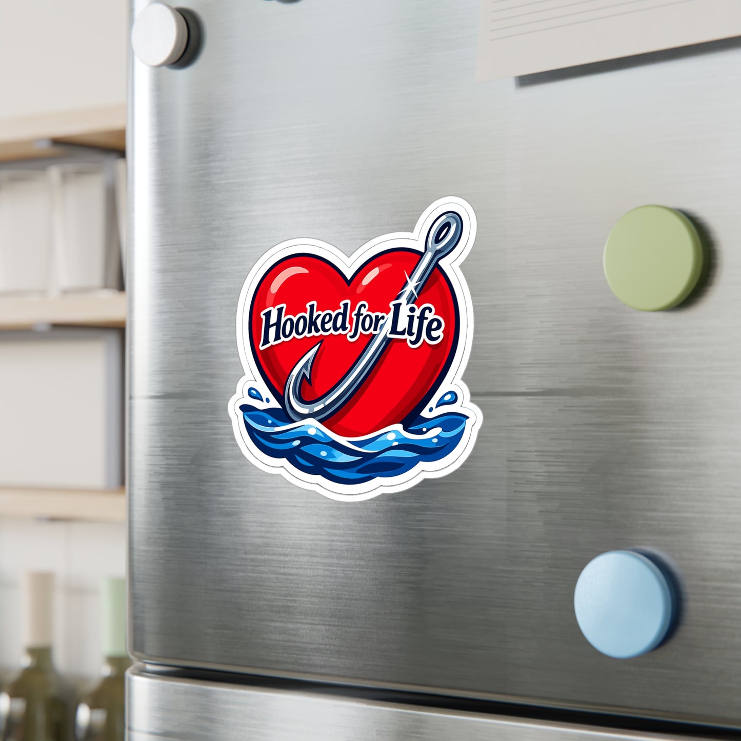 Fishing Sticker Hooked for Life Waterproof Vinyl decals for Laptop, Water Bottle – Angling Lake Boating Design