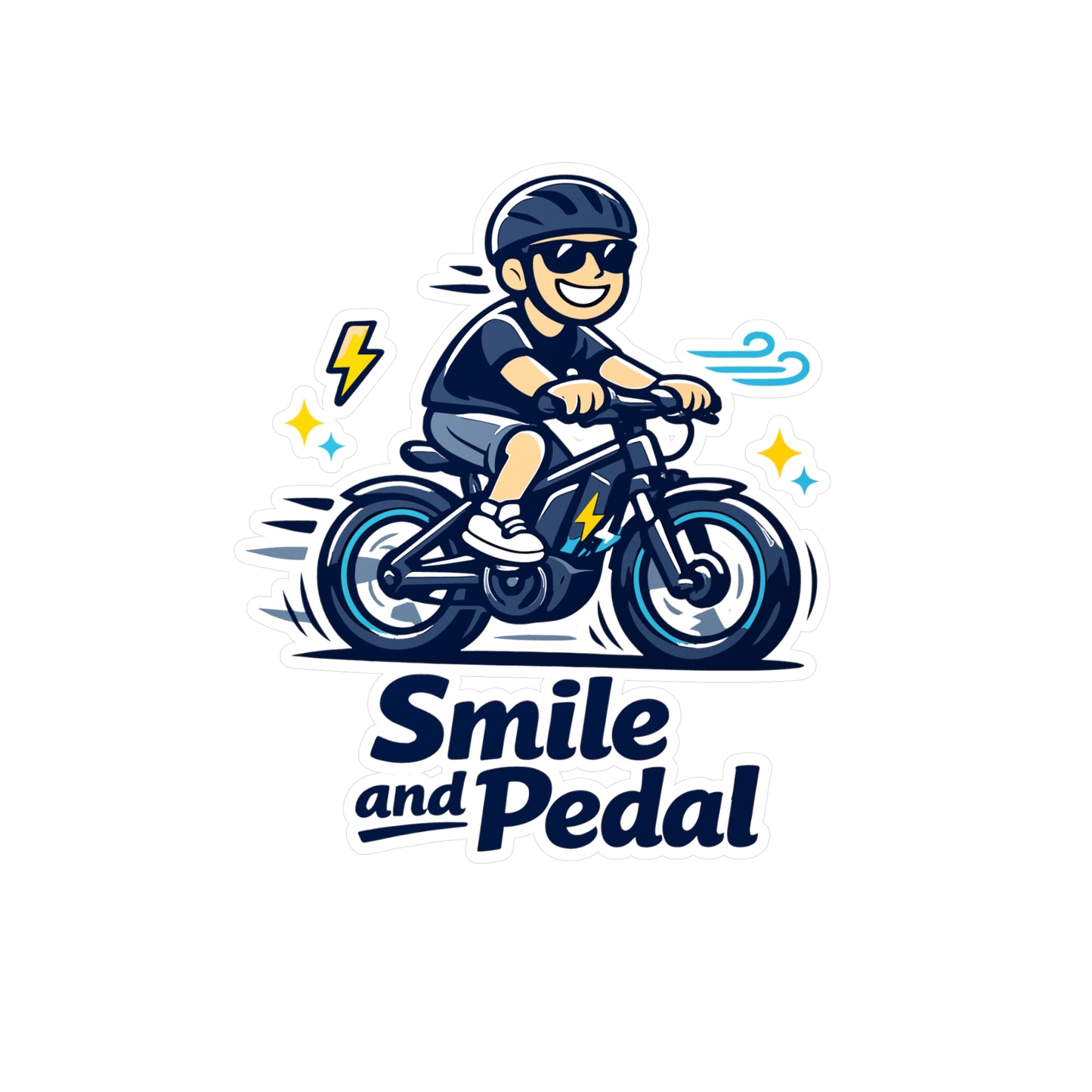 E-Bike Sticker Smile and Pedal Electric Bike Decals Waterproof Vinyl for Laptop Water Bottle E-Cyclist Gift